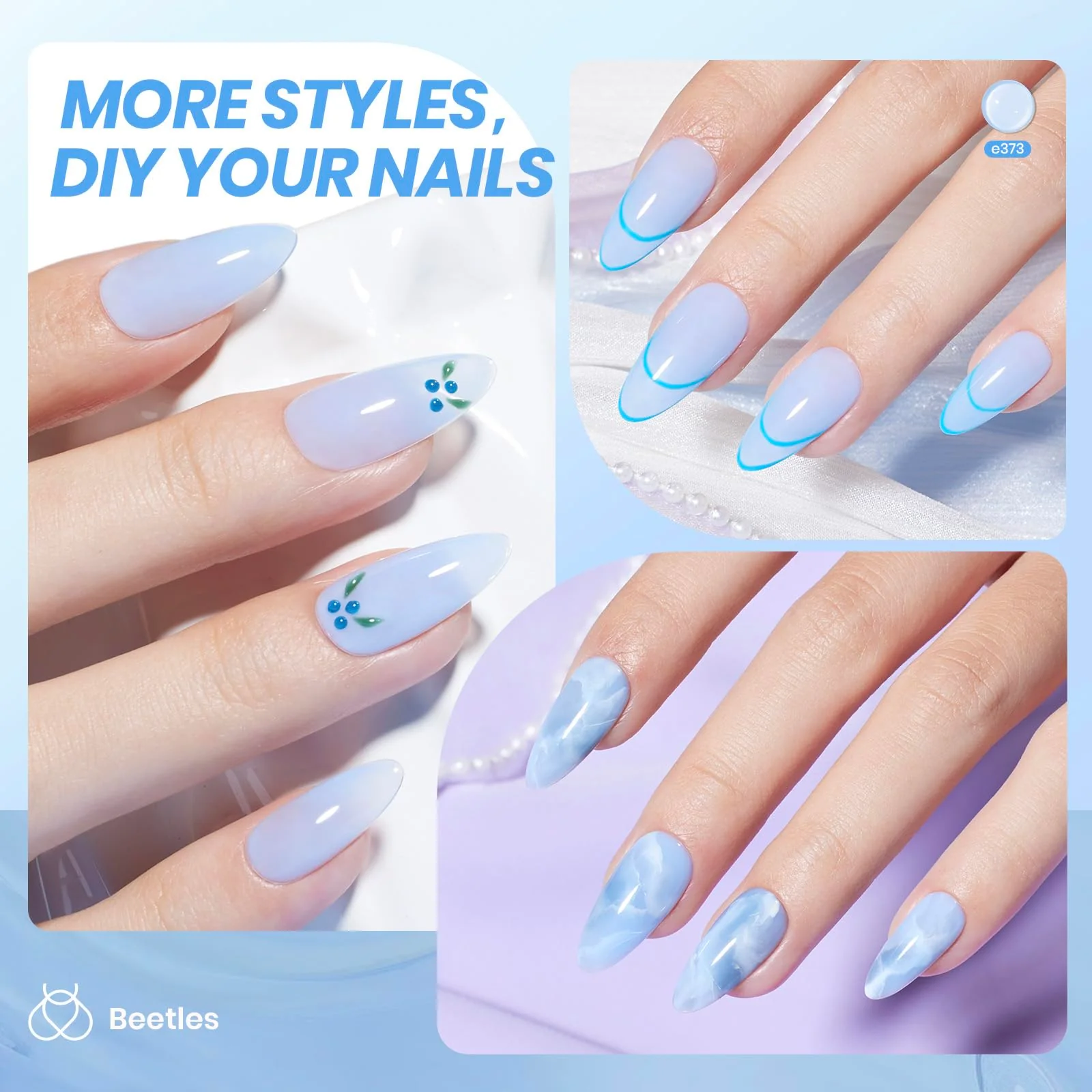 7.5ML Blueberry Milk Jelly Spring Nails Sheer Blue Gel Nail Polish - Image 4