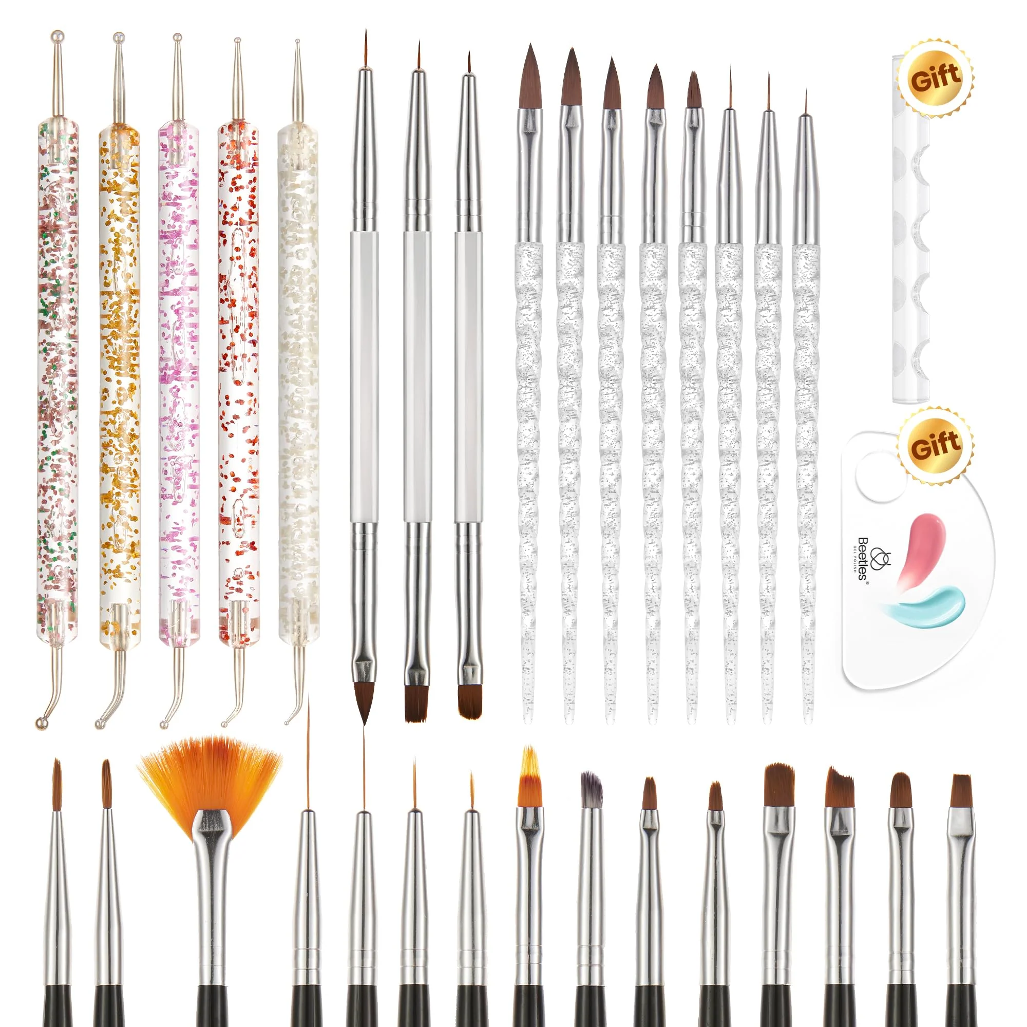 Beetles 31pcs Nail Art Brush All-in-One Kit with Free Brush Holder and Palette - Image 8