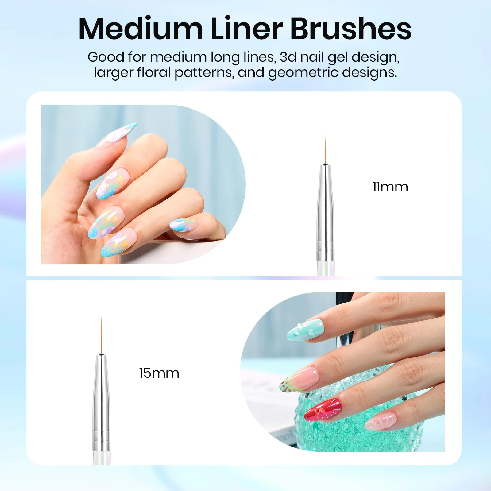 5pcs Nail Art Liner Brush: Precision Gel Application 7/11/15/20/25mm - Image 4