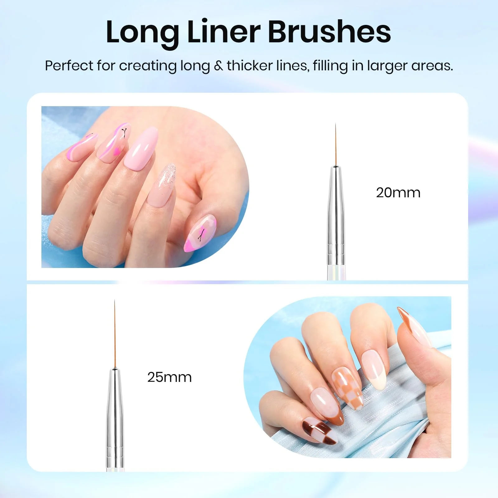 5pcs Nail Art Liner Brush: Precision Gel Application 7/11/15/20/25mm - Image 5