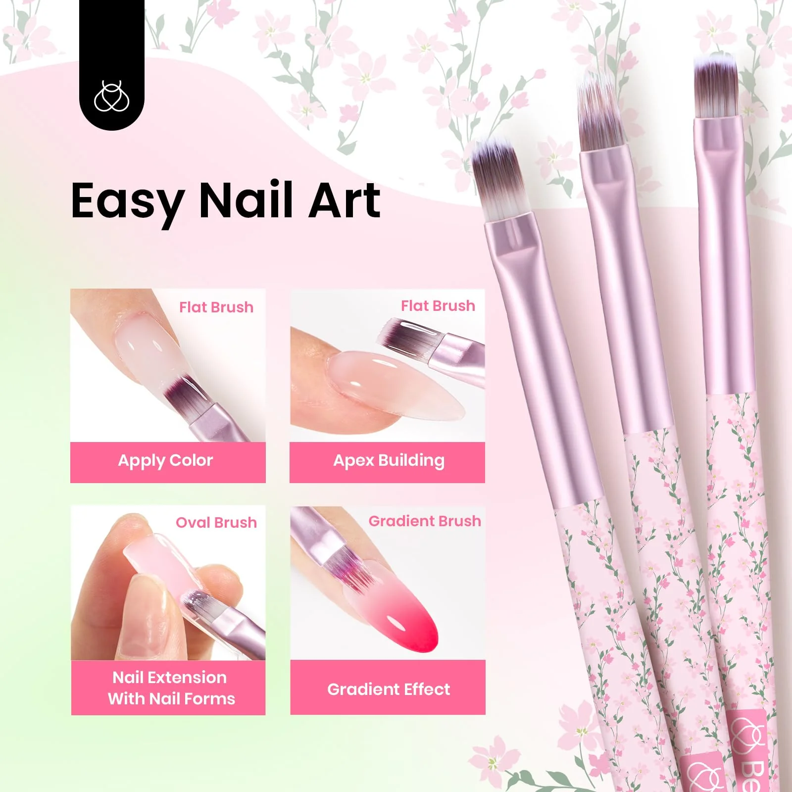 6 Pcs Nail Art Brushes Set: Precision Gel Application - Image 3