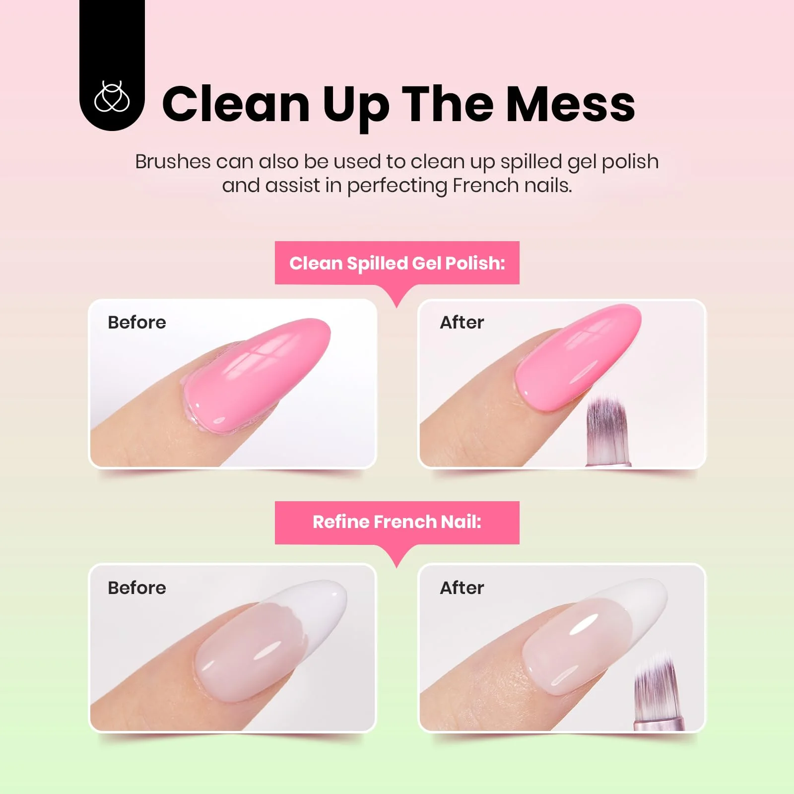 6 Pcs Nail Art Brushes Set: Precision Gel Application - Image 5