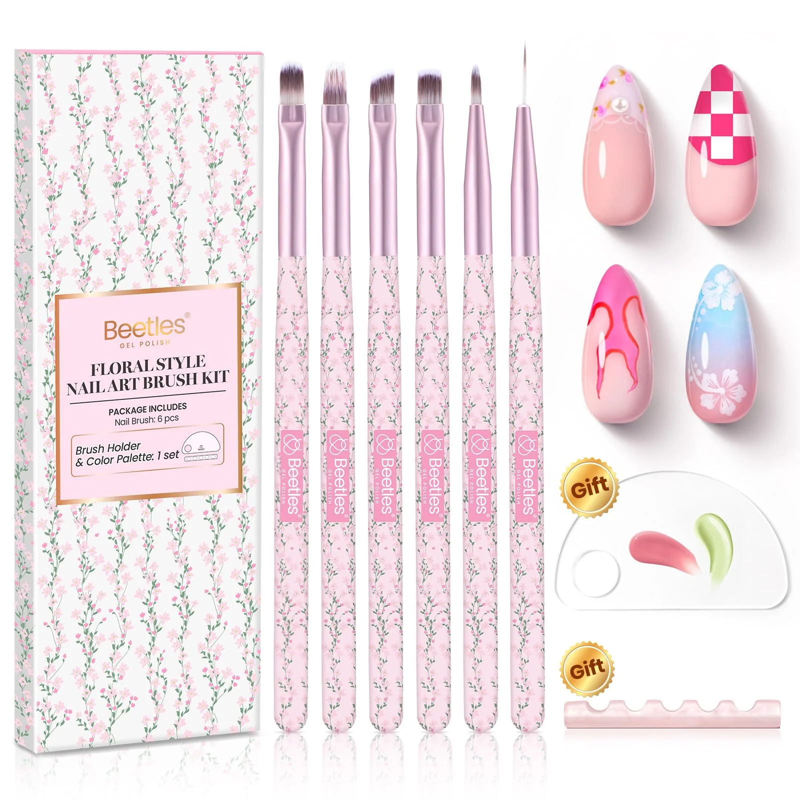 6 Pcs Nail Art Brushes Set: Precision Gel Application - Image 8