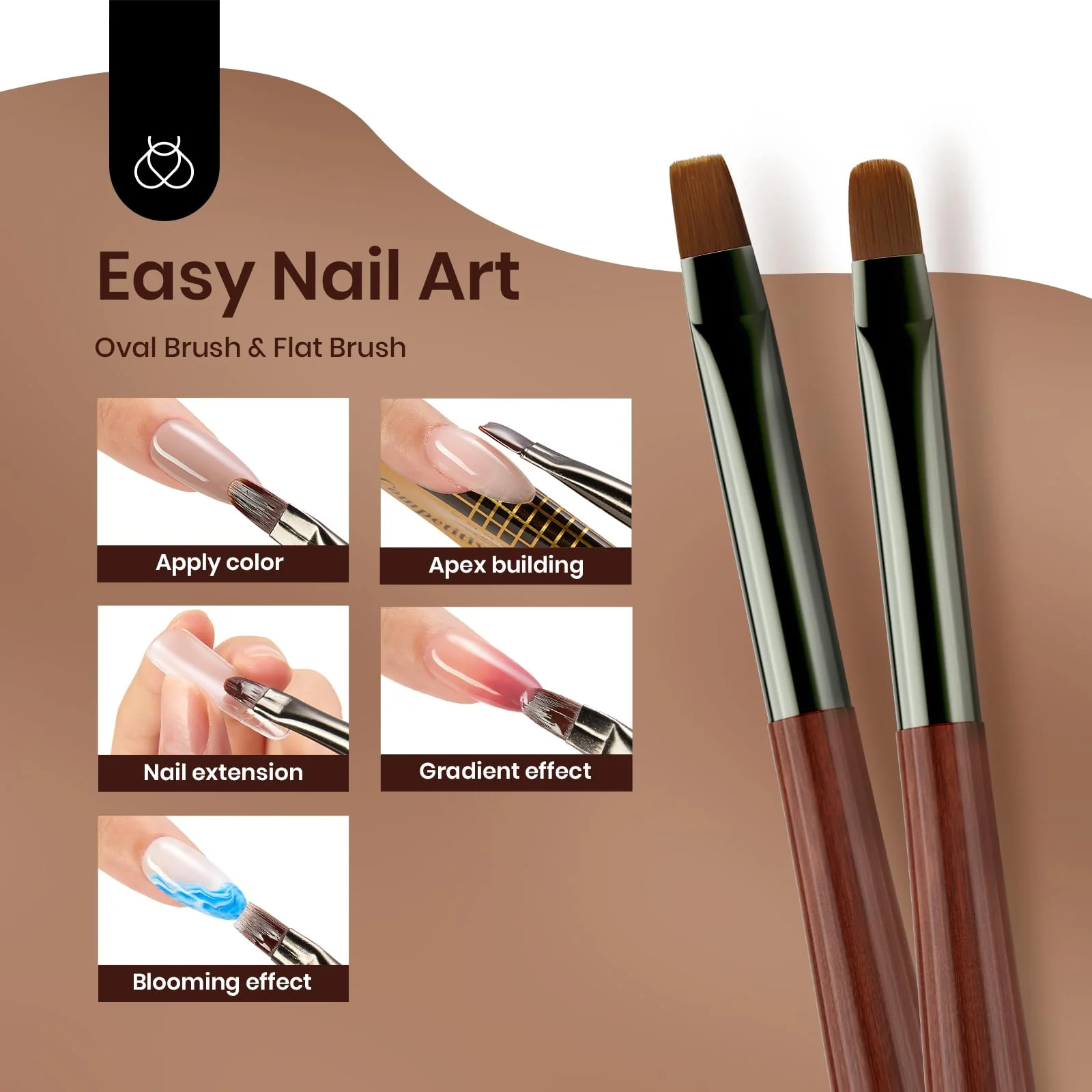 6Pcs Elegant Nail Art Brushes: Precision Gel Application - Image 3