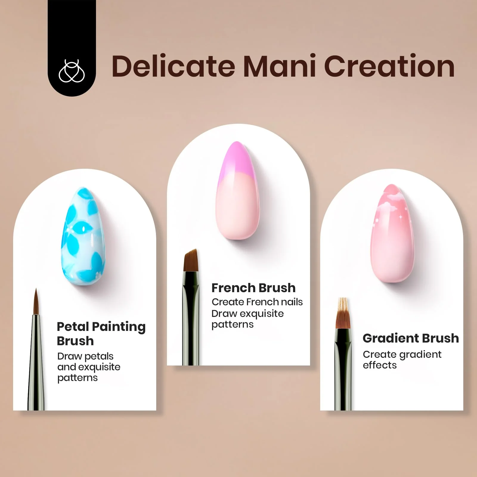 6Pcs Elegant Nail Art Brushes: Precision Gel Application - Image 4