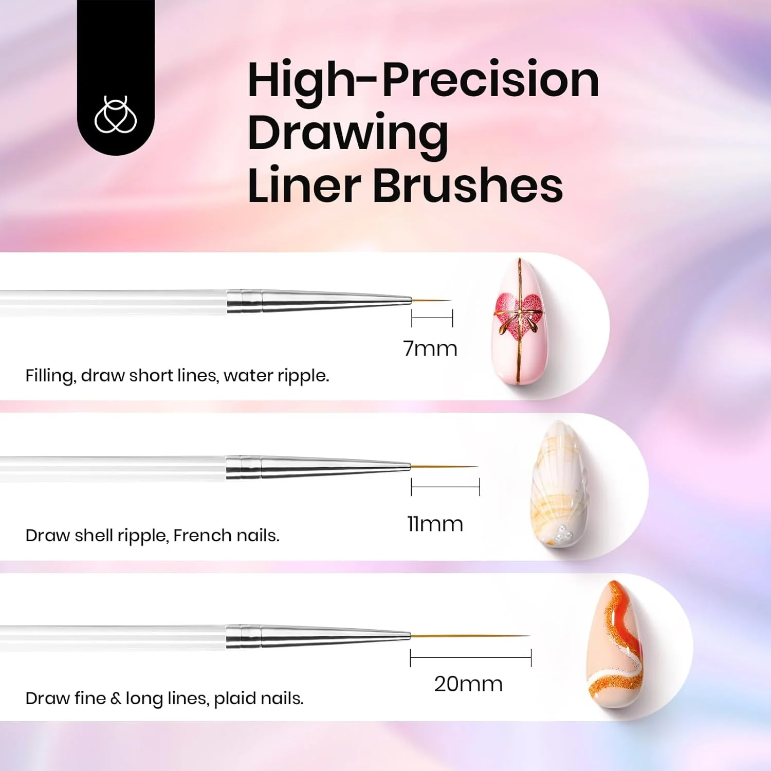 8pcs Nail Art Liner Brush Set: Precision Gel Application - Image 6