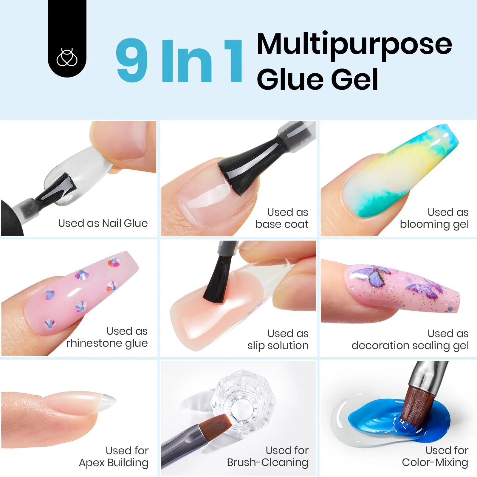 9-in-1 Nail Glue and Base Gel 2 PCS 10ml/each - Image 4