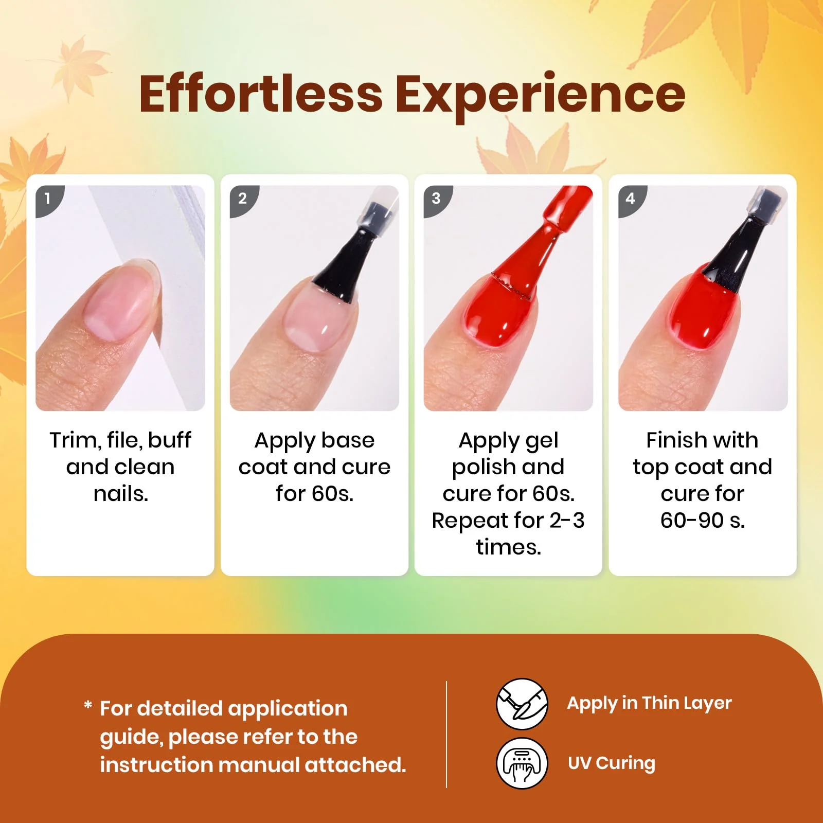 Autumn Realm - 6 Colors Fall Gel Nail Polish Set Kit - Image 7