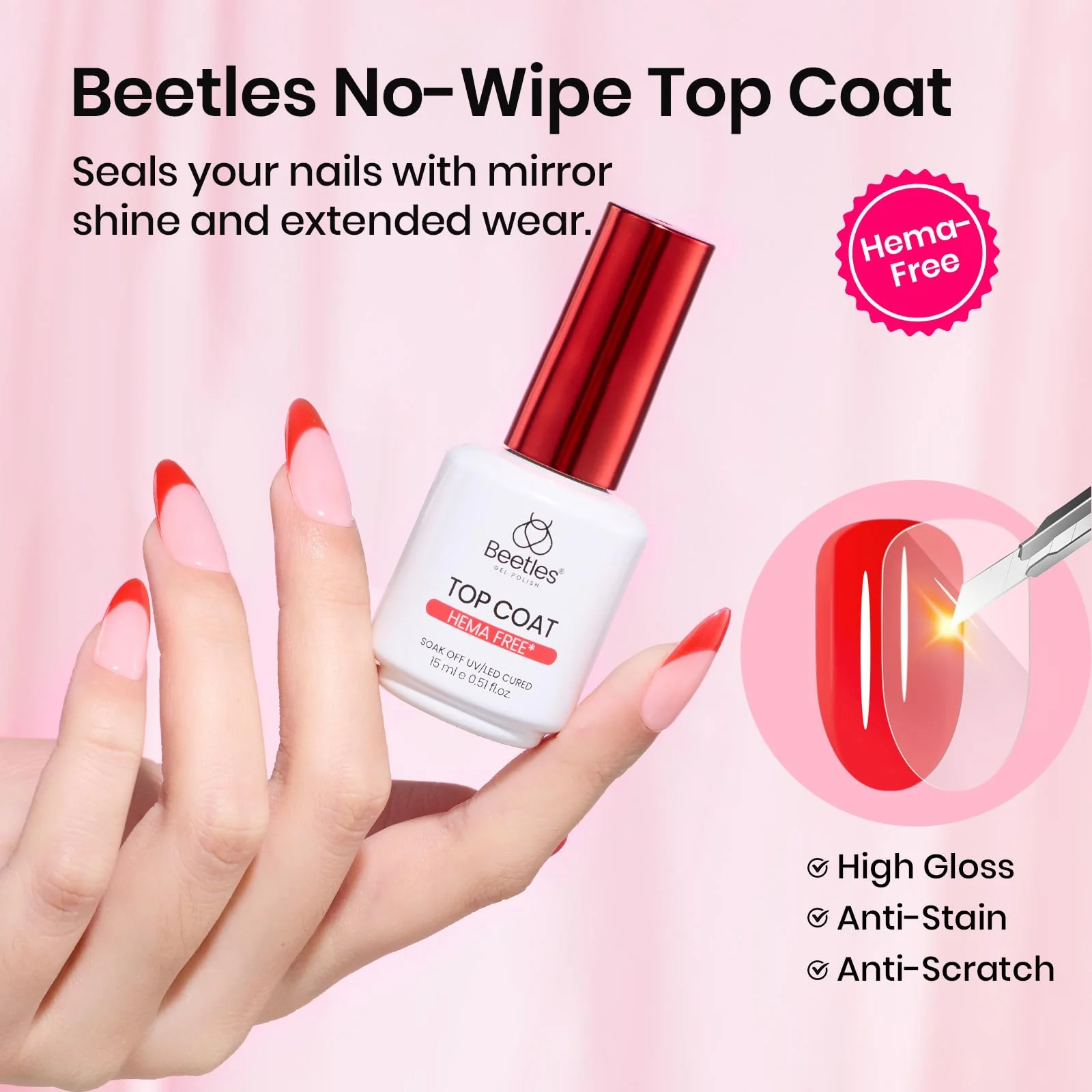 Beetles 15ml Gel Base and Top Coat Set HEMA Free - Image 4