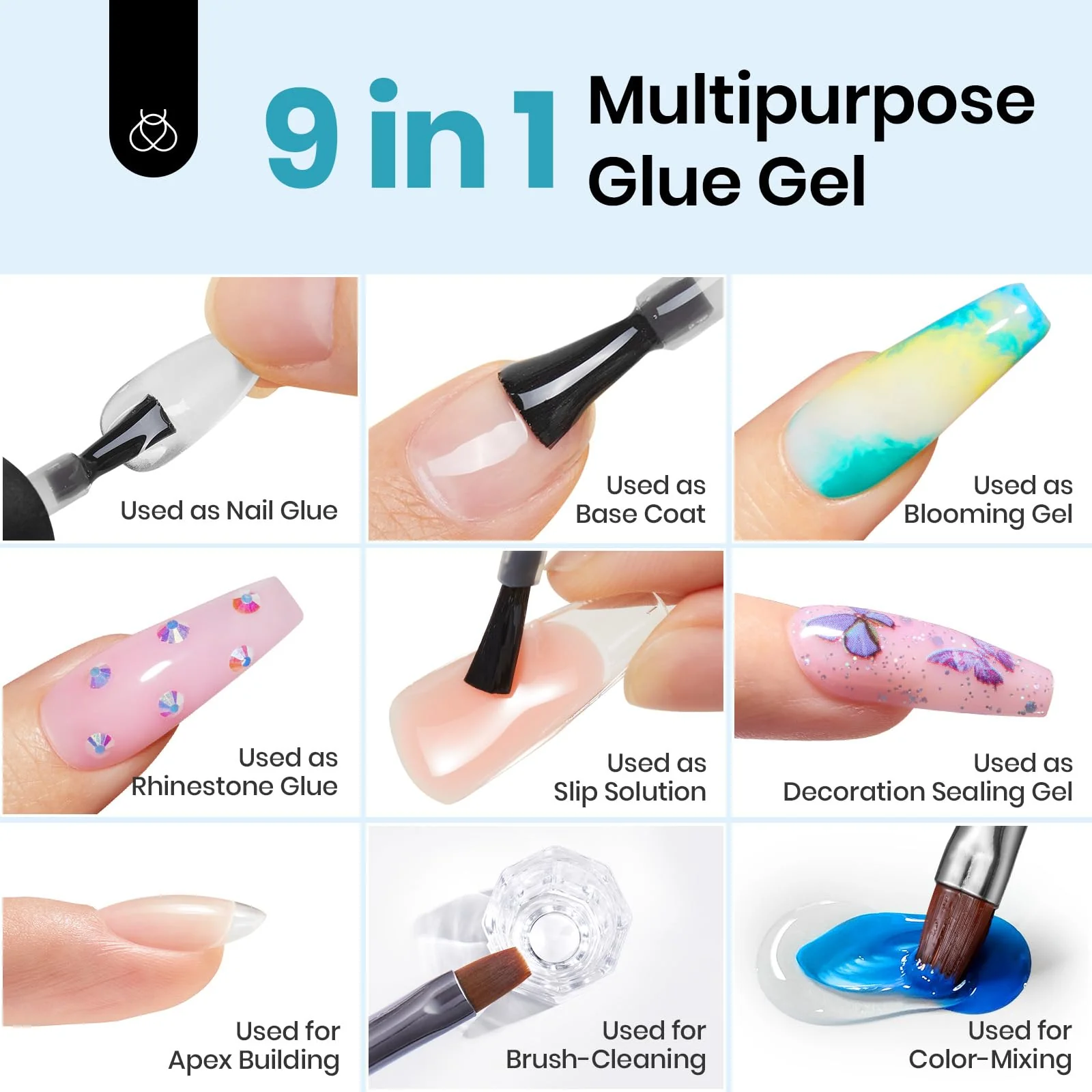 Beetles 15ml Gel Nail Glue 9 in 1 for Acrylic Nails Tips and Clear Press on Nails - Image 5