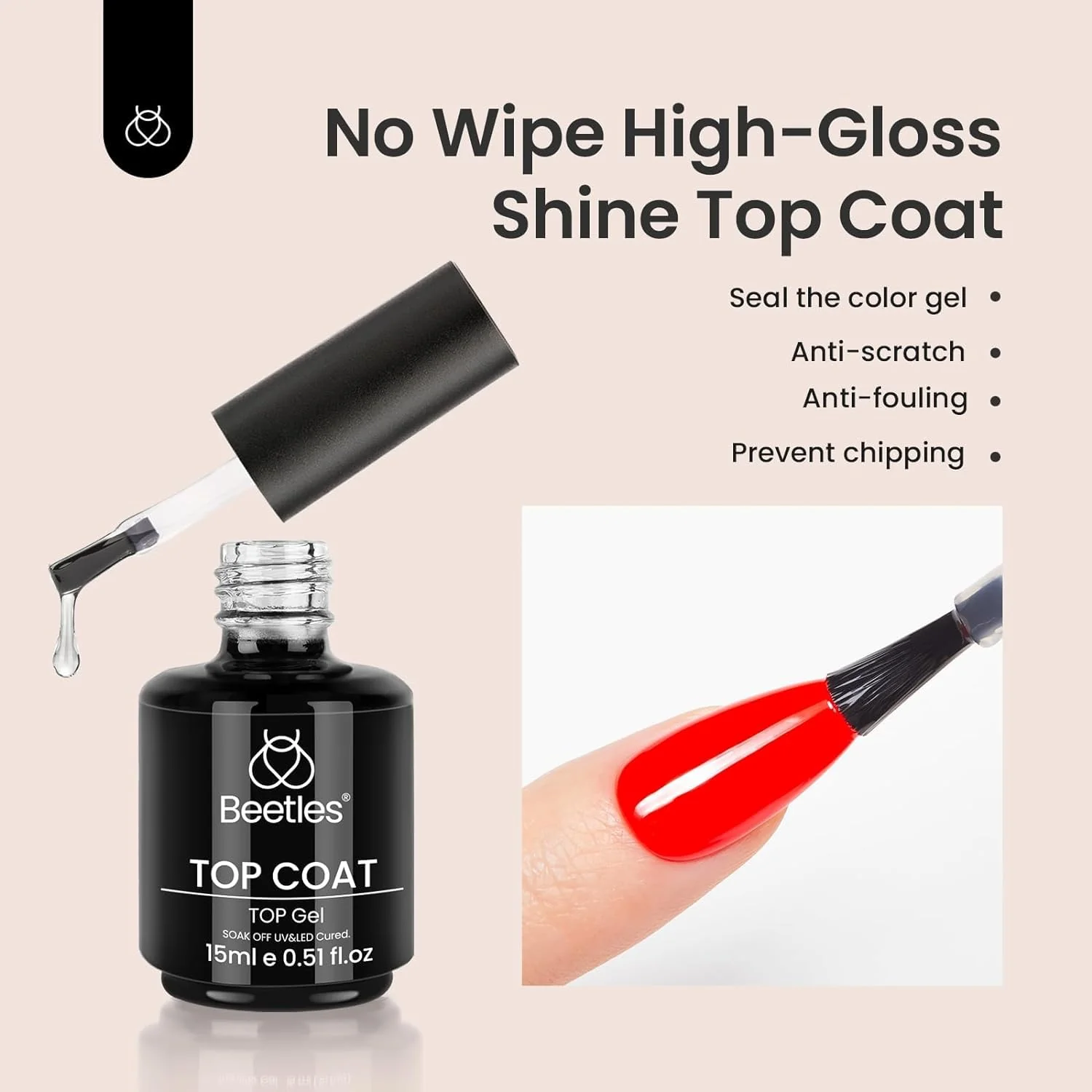 Beetles 2 Pcs 15ml No Wipe Top Coat - Image 5