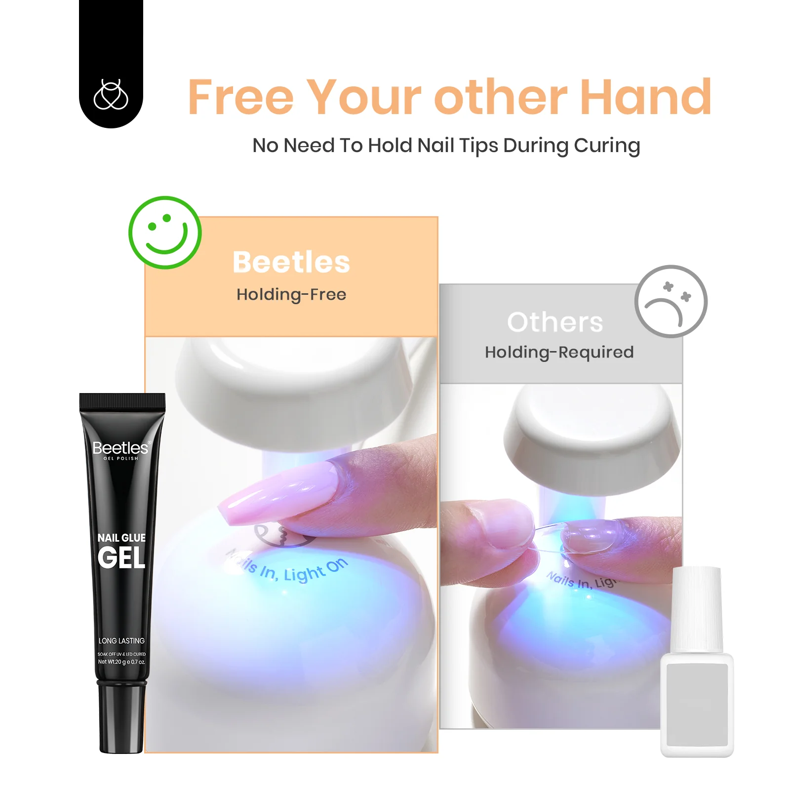 Beetles 3 in 1 Nail Glue Gel for False Nail Tips 20g - Image 6