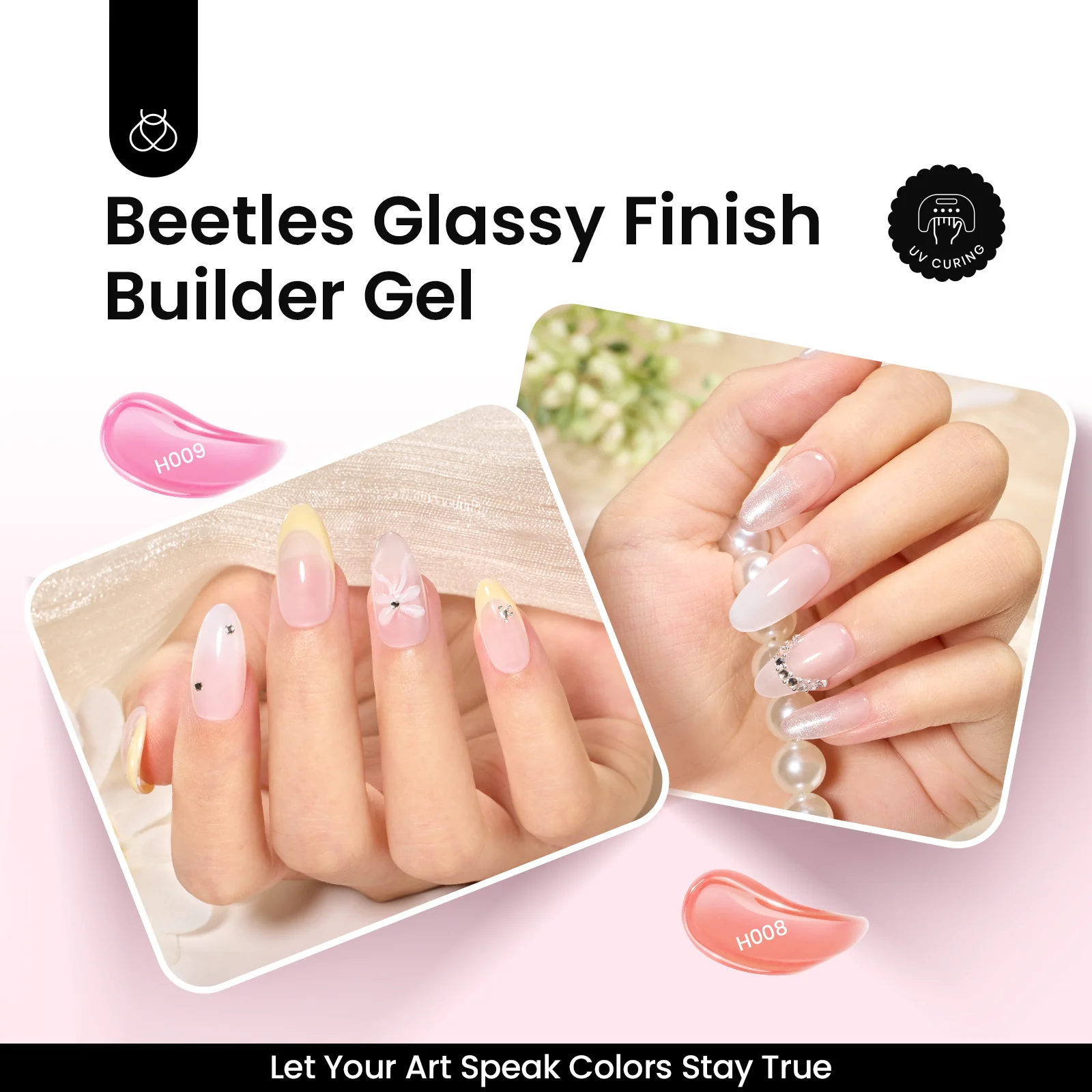 Beetles Builder Gel for Nails, 9 in 1 High Hardness Clear Jelly Glitter Sculpted Gel with Nail Forms Nail Tips Nail Glue Nail Pen Nail Scissors Top Base Coat Nail Extension Kit for Manicurist Women - Image 8