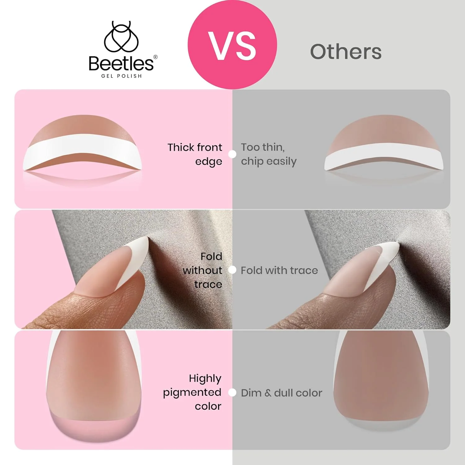 Beetles French Tips Press on Nails,224 pcs Short Almond Beetles Nail Tips,16 Size Extra Short Press on Nails Fake Nails DIY Salon for Women - Image 6