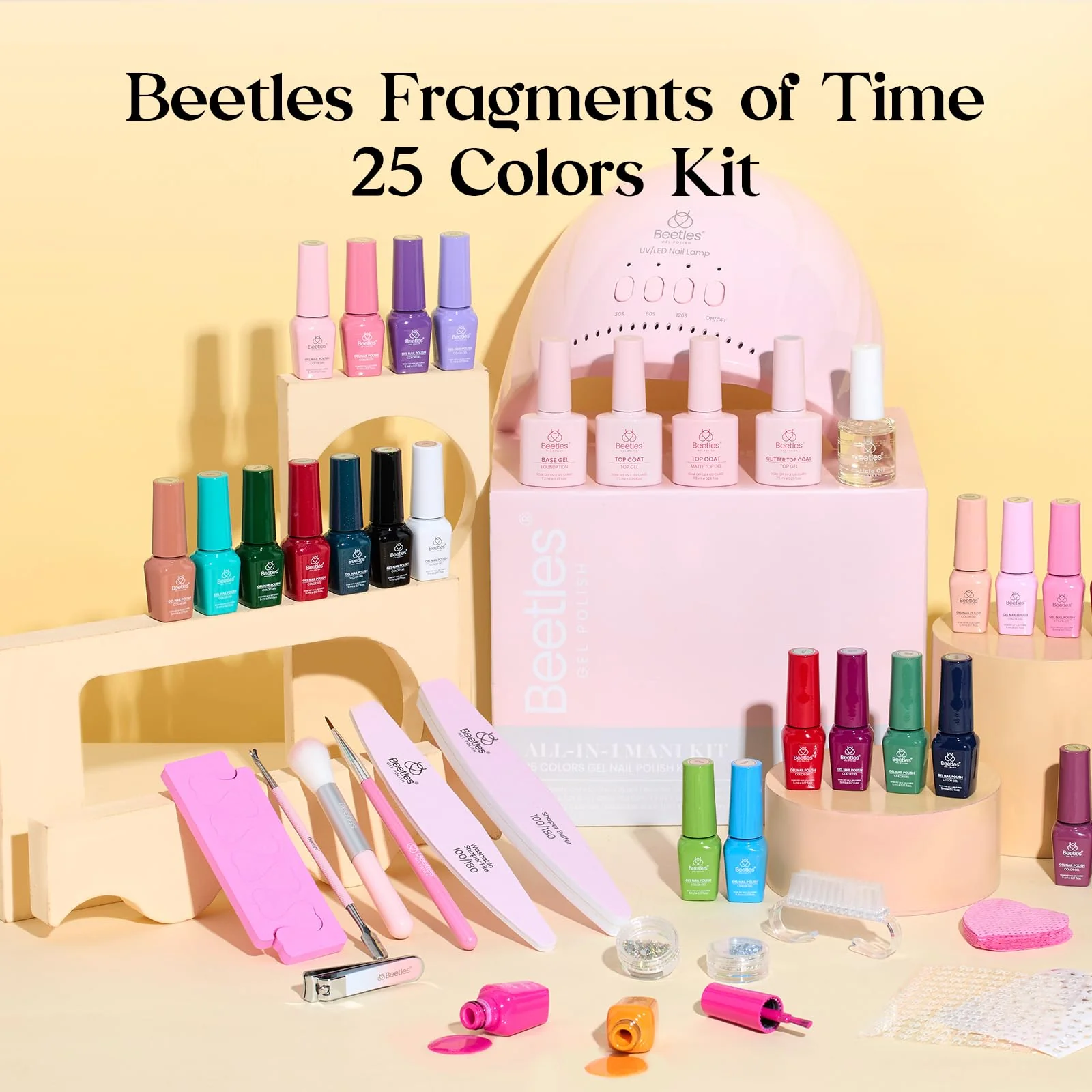 Beetles Gel Nail Polish Kit with U V Light - Spring Nails 25 Colors 51 Pcs Gel Polish Kit One Color One Bottle - Image 7