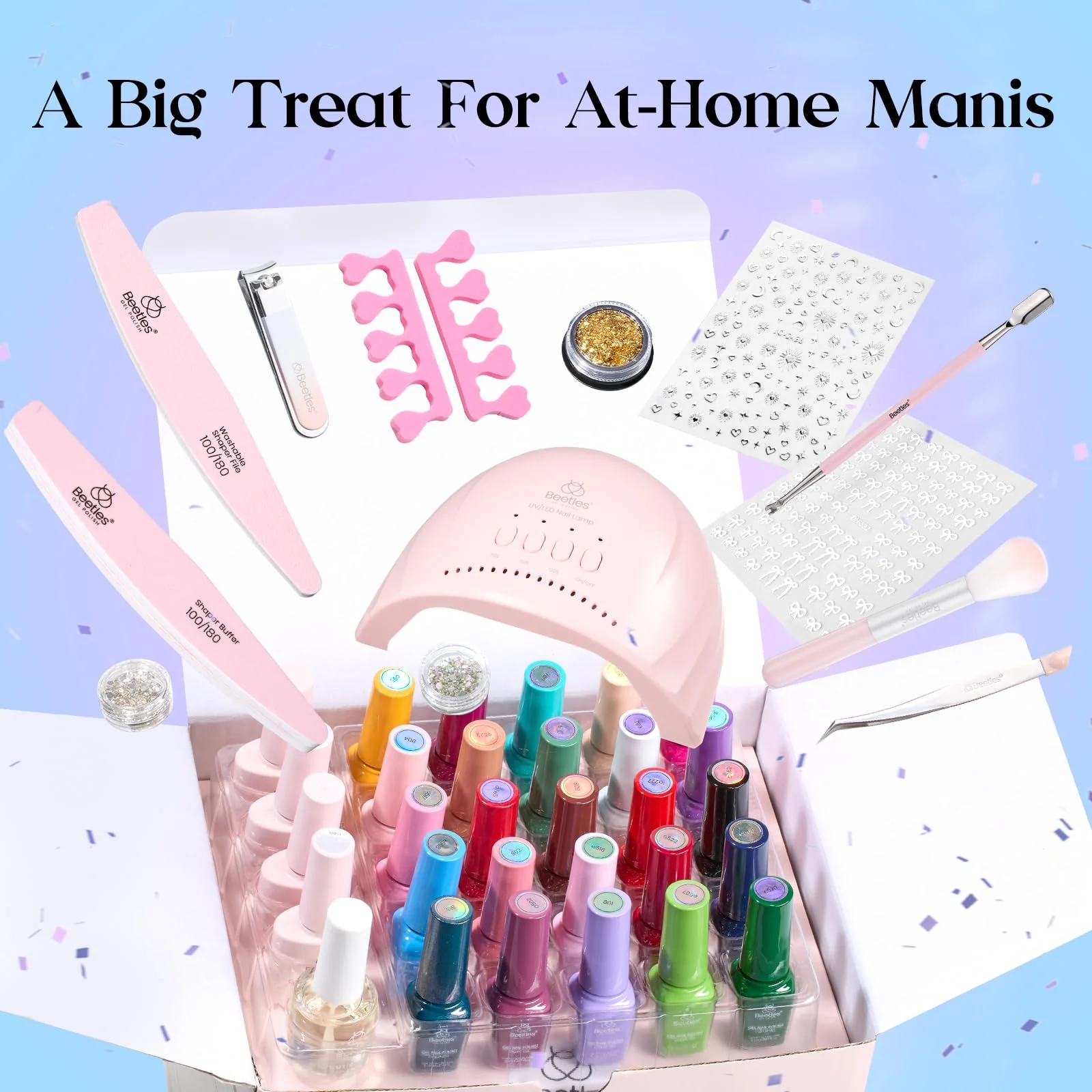 Beetles Gel Nail Polish Kit with U V Light - Spring Nails 25 Colors 51 Pcs Gel Polish Kit One Color One Bottle - Image 8