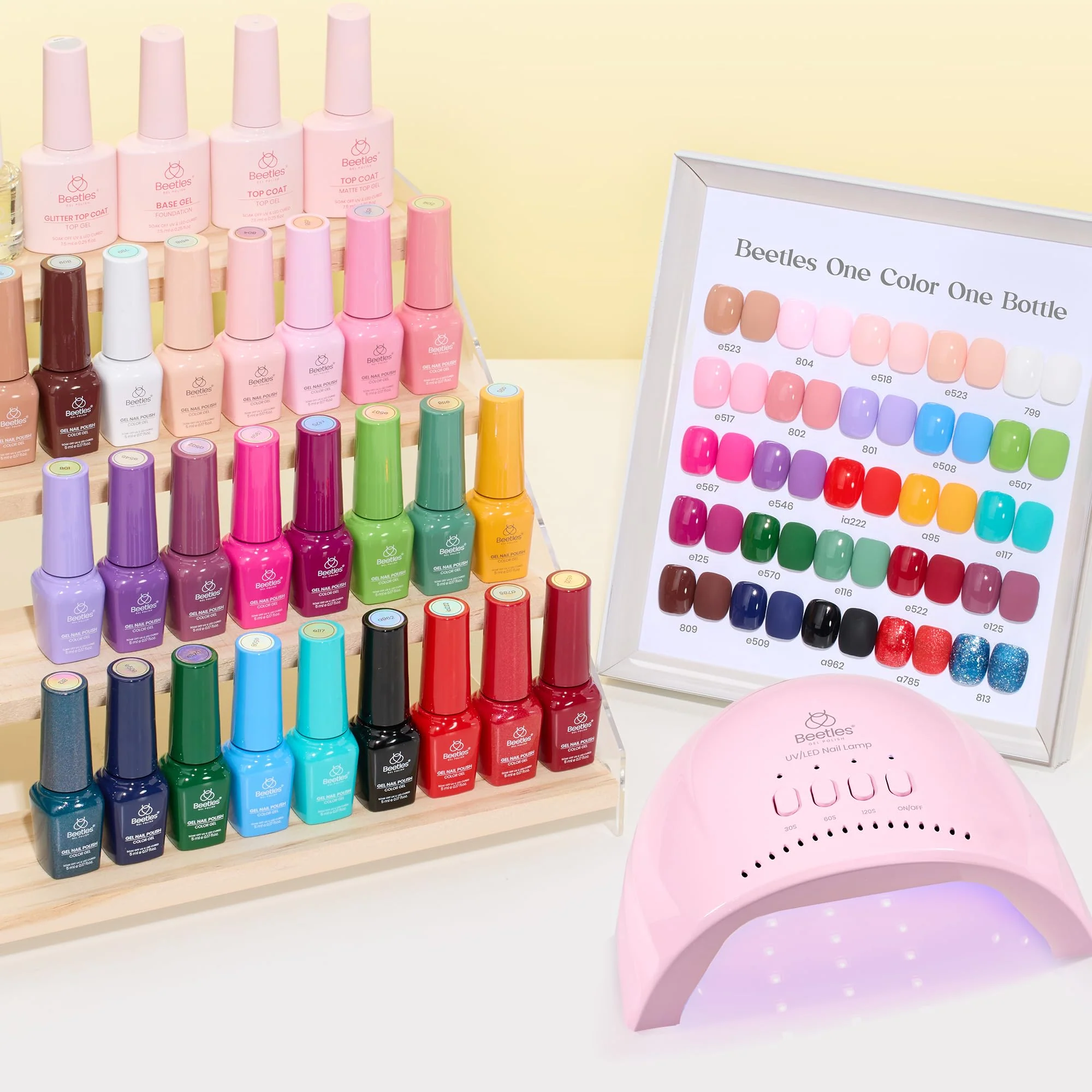Beetles Gel Nail Polish Kit with U V Light - Spring Nails 25 Colors 51 Pcs Gel Polish Kit One Color One Bottle - Image 9