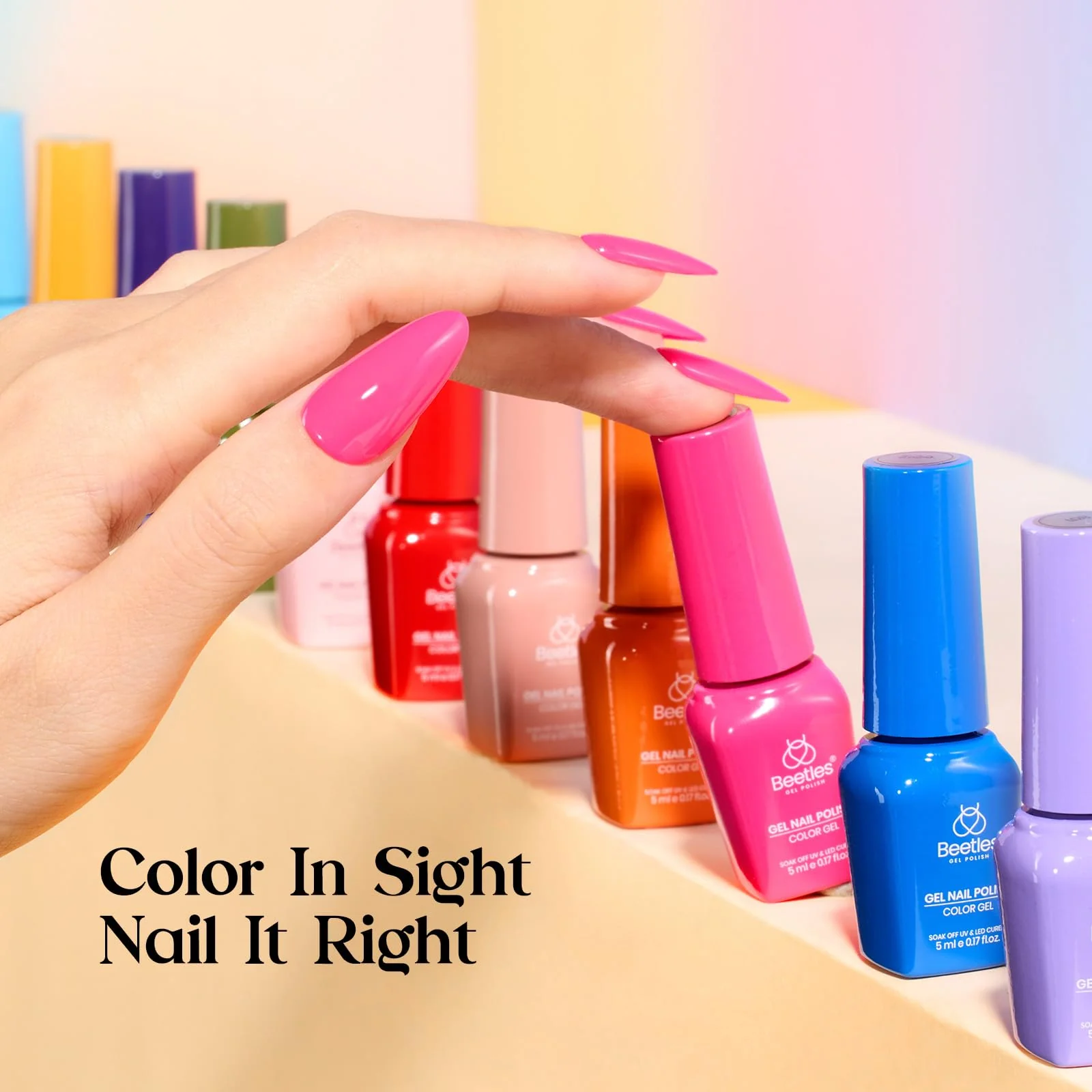 Beetles Gel Nail Polish Kit with U V Light - Spring Nails One Color One Bottle 35 Colors 68 Pcs Gel Polish Kit - Image 3