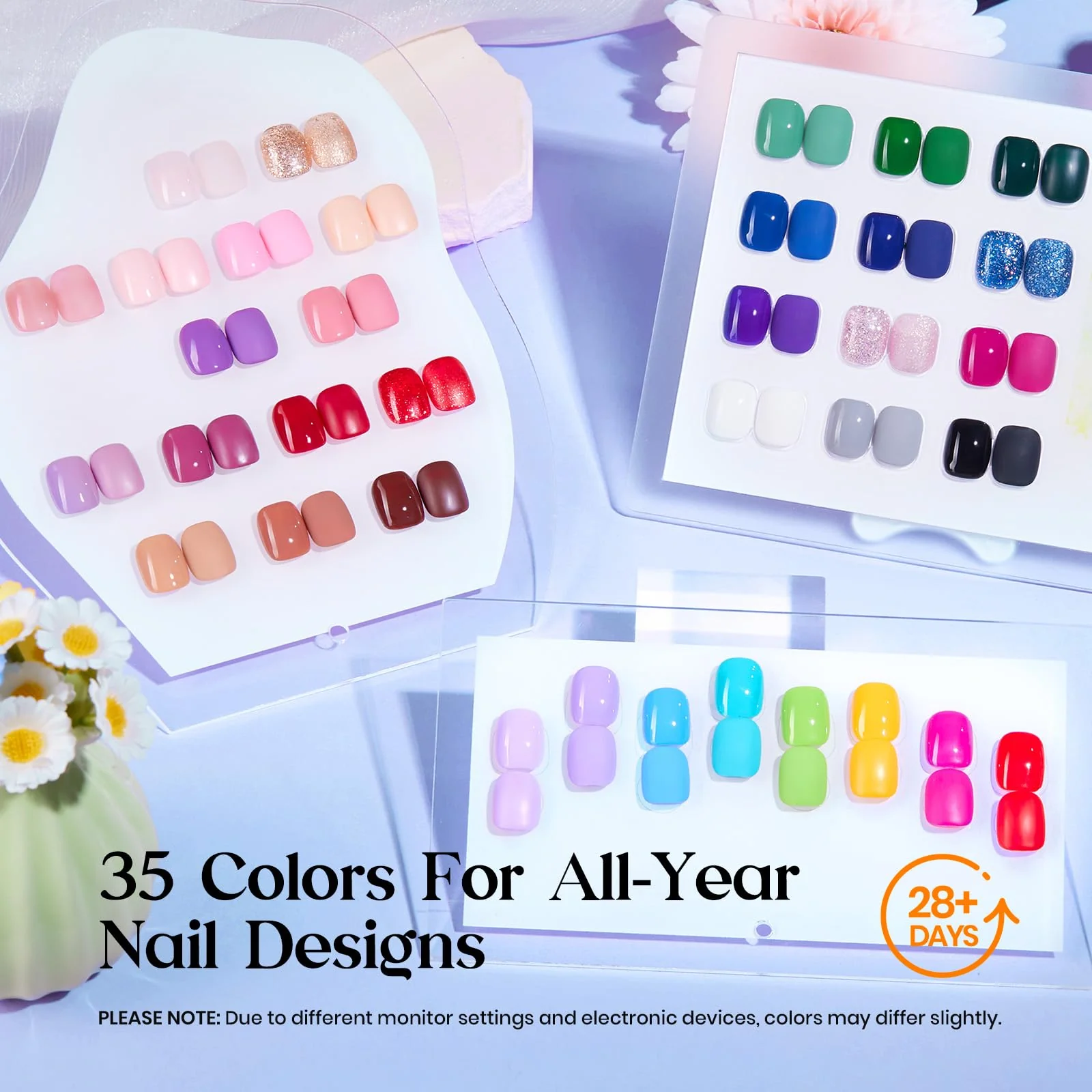Beetles Gel Nail Polish Kit with U V Light - Spring Nails One Color One Bottle 35 Colors 68 Pcs Gel Polish Kit - Image 4