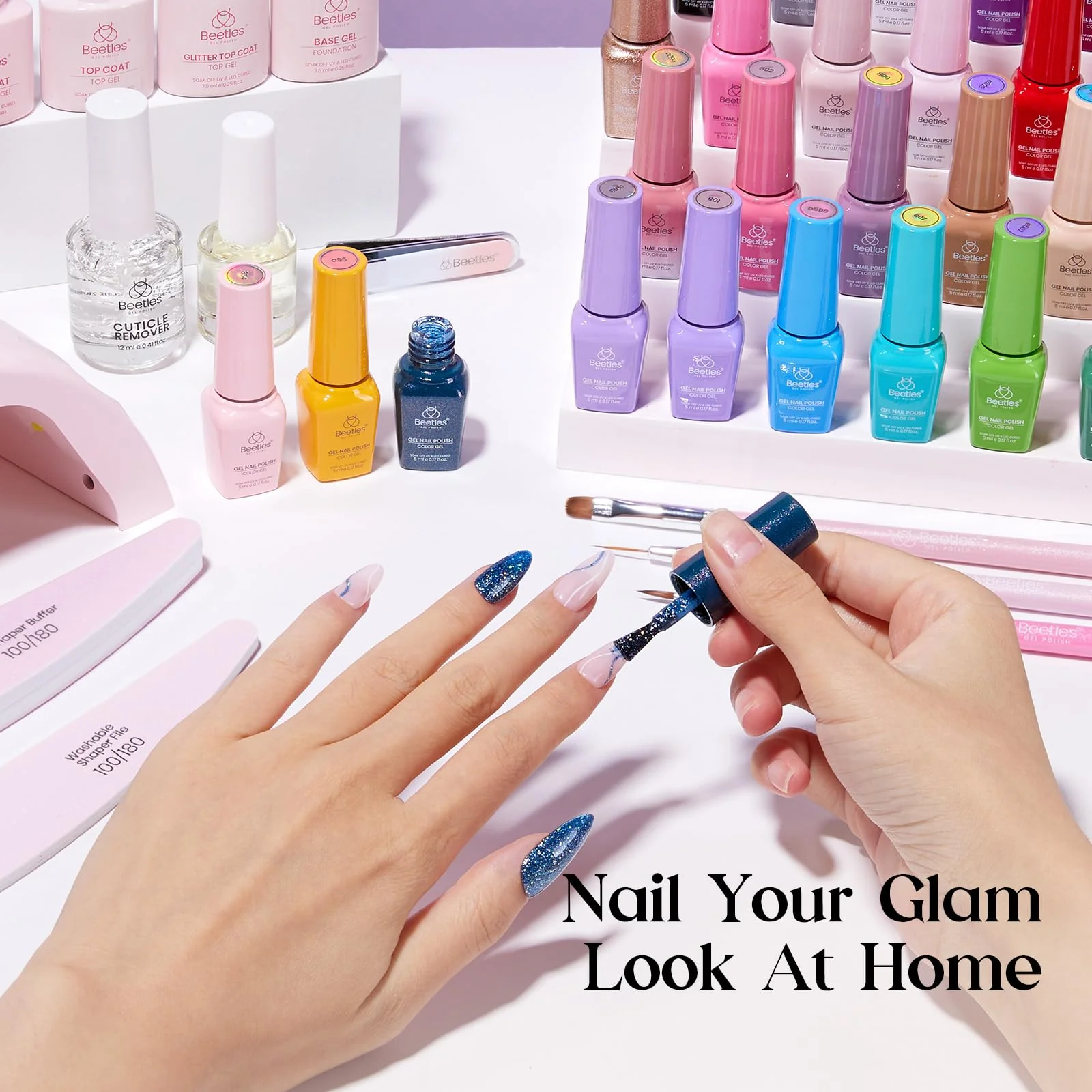 Beetles Gel Nail Polish Kit with U V Light - Spring Nails One Color One Bottle 35 Colors 68 Pcs Gel Polish Kit - Image 5
