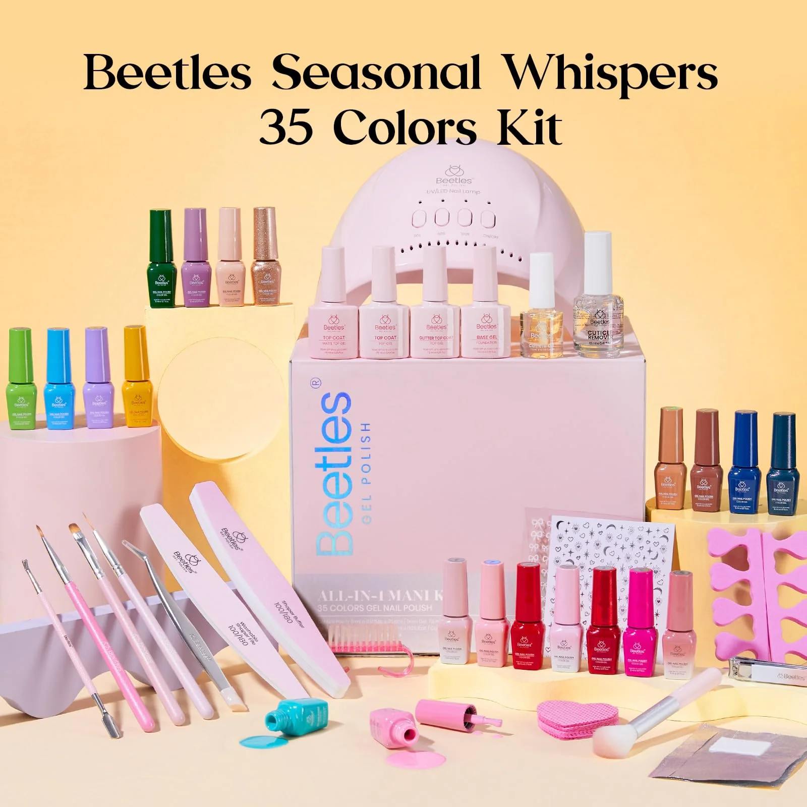 Beetles Gel Nail Polish Kit with U V Light - Spring Nails One Color One Bottle 35 Colors 68 Pcs Gel Polish Kit - Image 6
