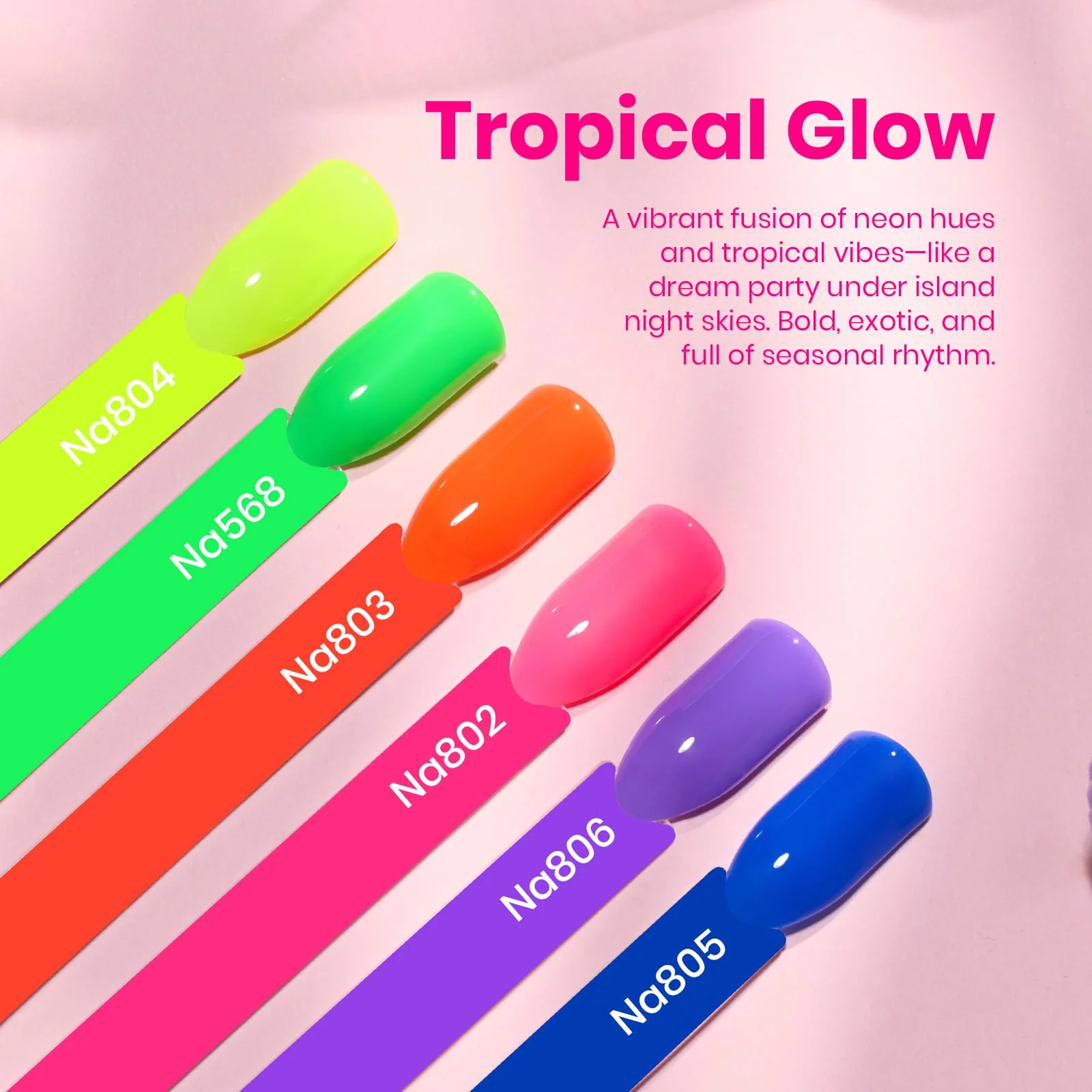 Hema-free Tropical - Spring Nails Glow Colorful Bottle 6 Color Each 15ml Blue Yellow Pink Gel Polish - Image 3