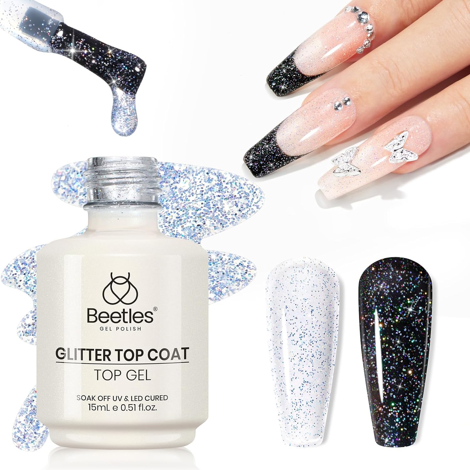 Beetles Holographic Glitter Top Coat | 15ML - Image 7