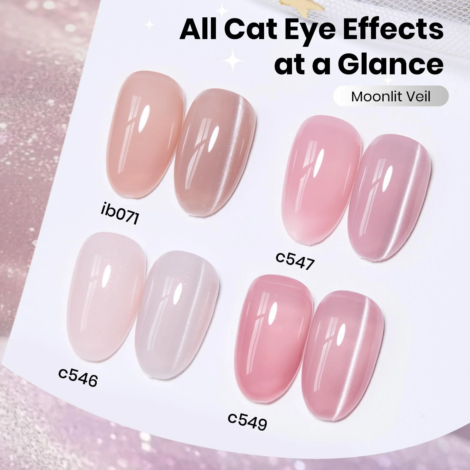 Beetles Moonlit Veil Silver HEMA FREE Spring Nails Cat Eye Gel Nail Polish - 15ML Glassy Silver Glitter Gel Polish - Image 3