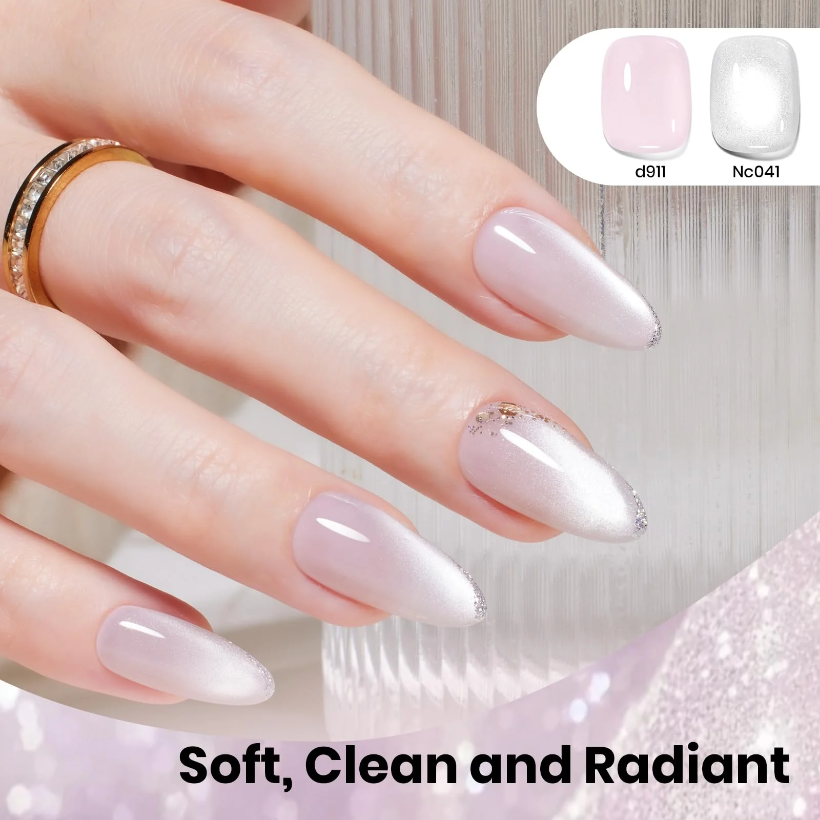 Beetles Moonlit Veil Silver HEMA FREE Spring Nails Cat Eye Gel Nail Polish - 15ML Glassy Silver Glitter Gel Polish - Image 6