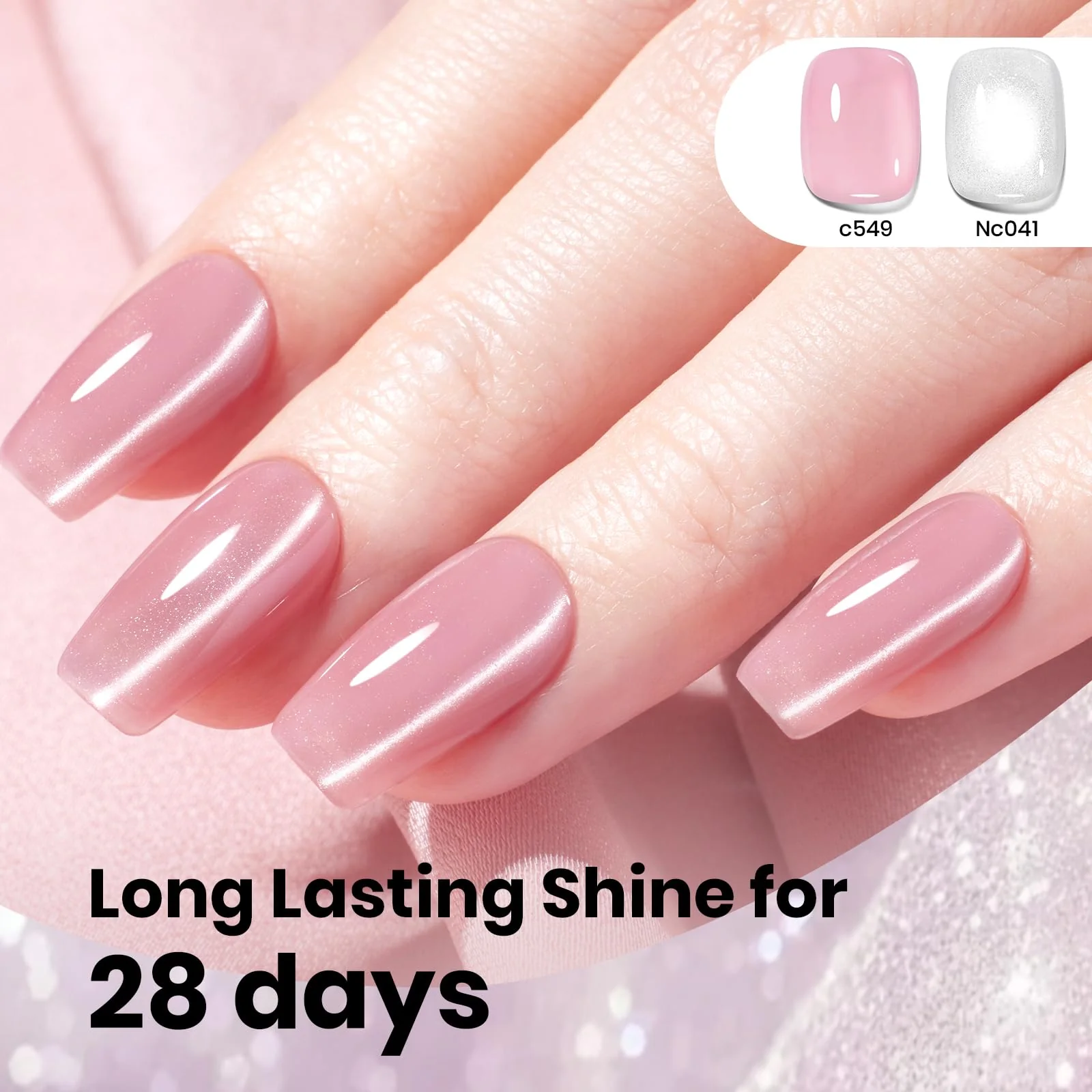 Beetles Moonlit Veil Silver HEMA FREE Spring Nails Cat Eye Gel Nail Polish - 15ML Glassy Silver Glitter Gel Polish - Image 7