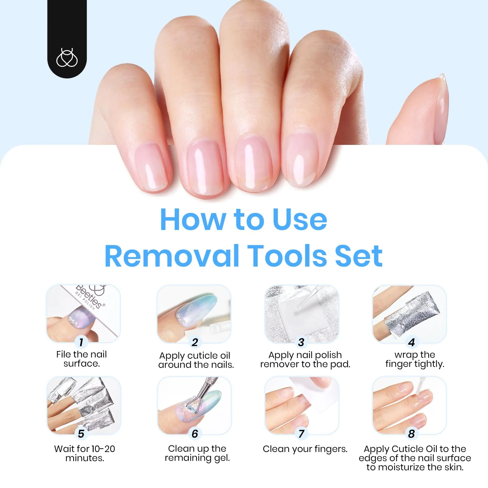 Quick Nail Art Removal Kit: Thicker Foil Wraps with Pre-attached Cotton Pads and Droppers - Image 6