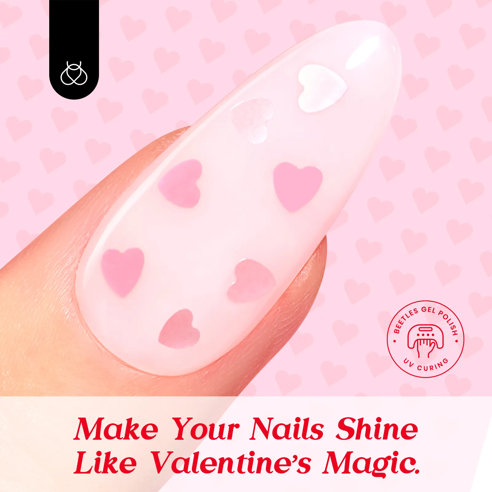 Beetles Pink Heart Spring Holographic Glitter Top Coat | 15ML Hema Free - Image 3