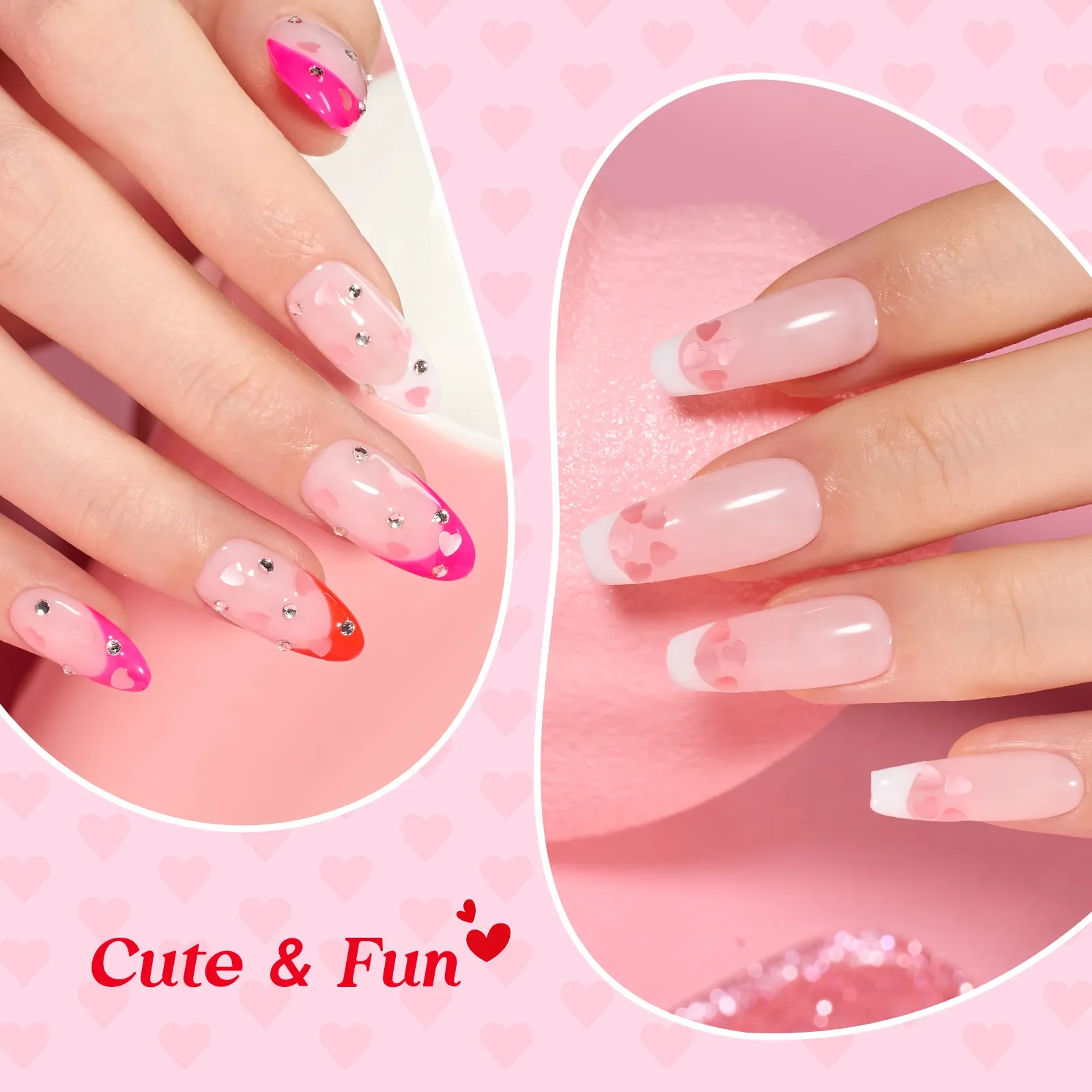 Beetles Pink Heart Spring Holographic Glitter Top Coat | 15ML Hema Free - Image 5