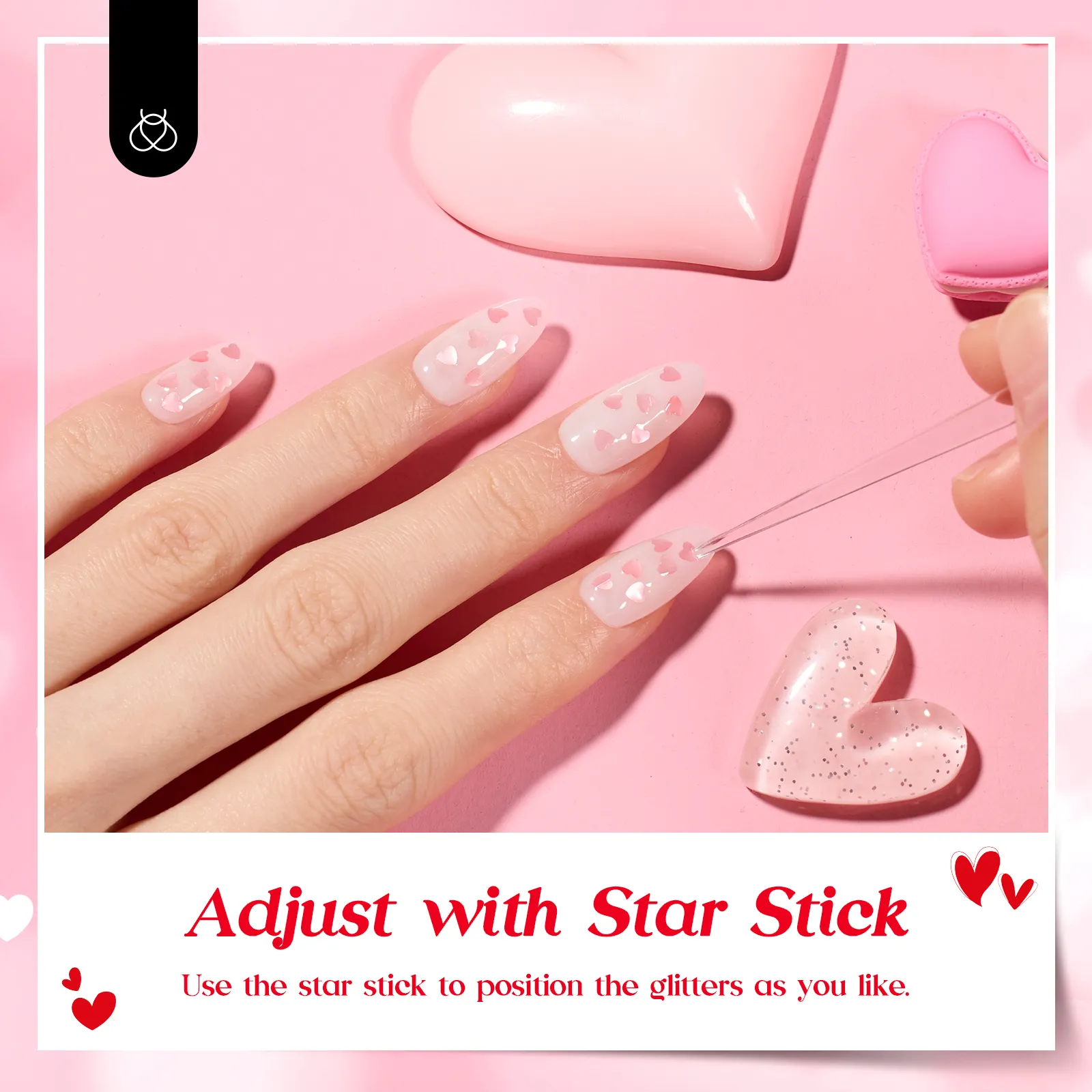 Beetles Pink Heart Spring Holographic Glitter Top Coat | 15ML Hema Free - Image 7