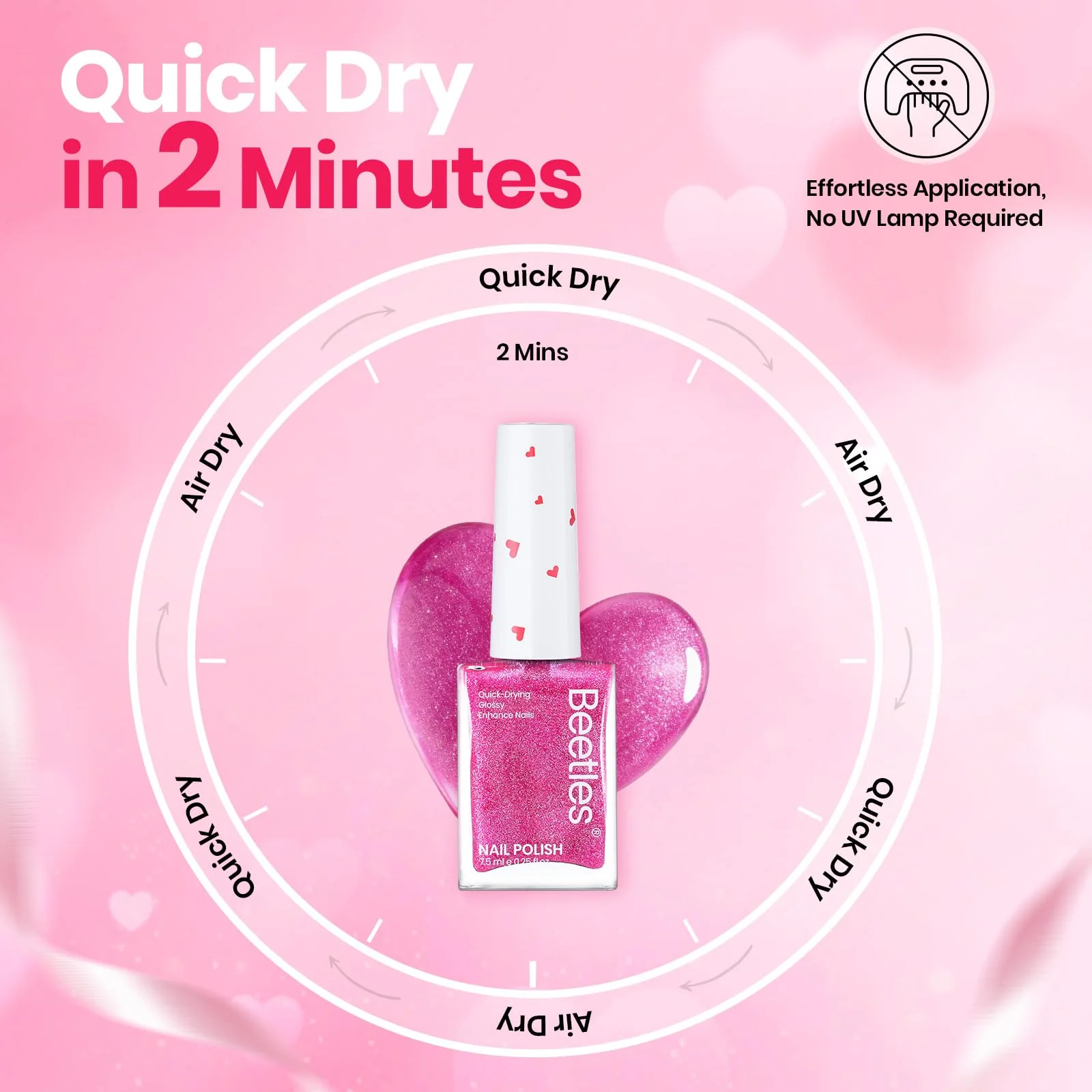 Beetles Pink Nail Polish Set - Hearts Aflutter 6 Colors Hot Pink Red Quick Dry Light Pink Spring Nails Polish Set - Image 5