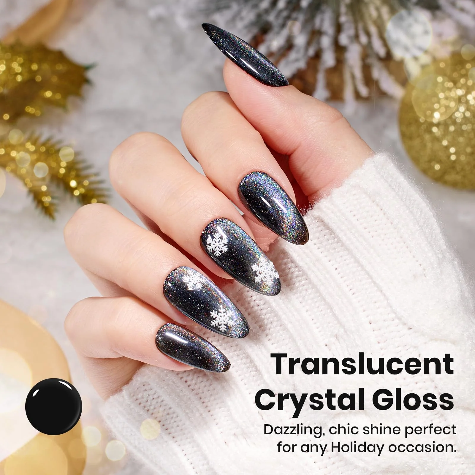 Beetles Prismatic Winter Nails  Cat Eye Gel Nail Polish - 15ML Christmas Silver Glitter Rainbow Cat Eye Gel Polish - Image 5