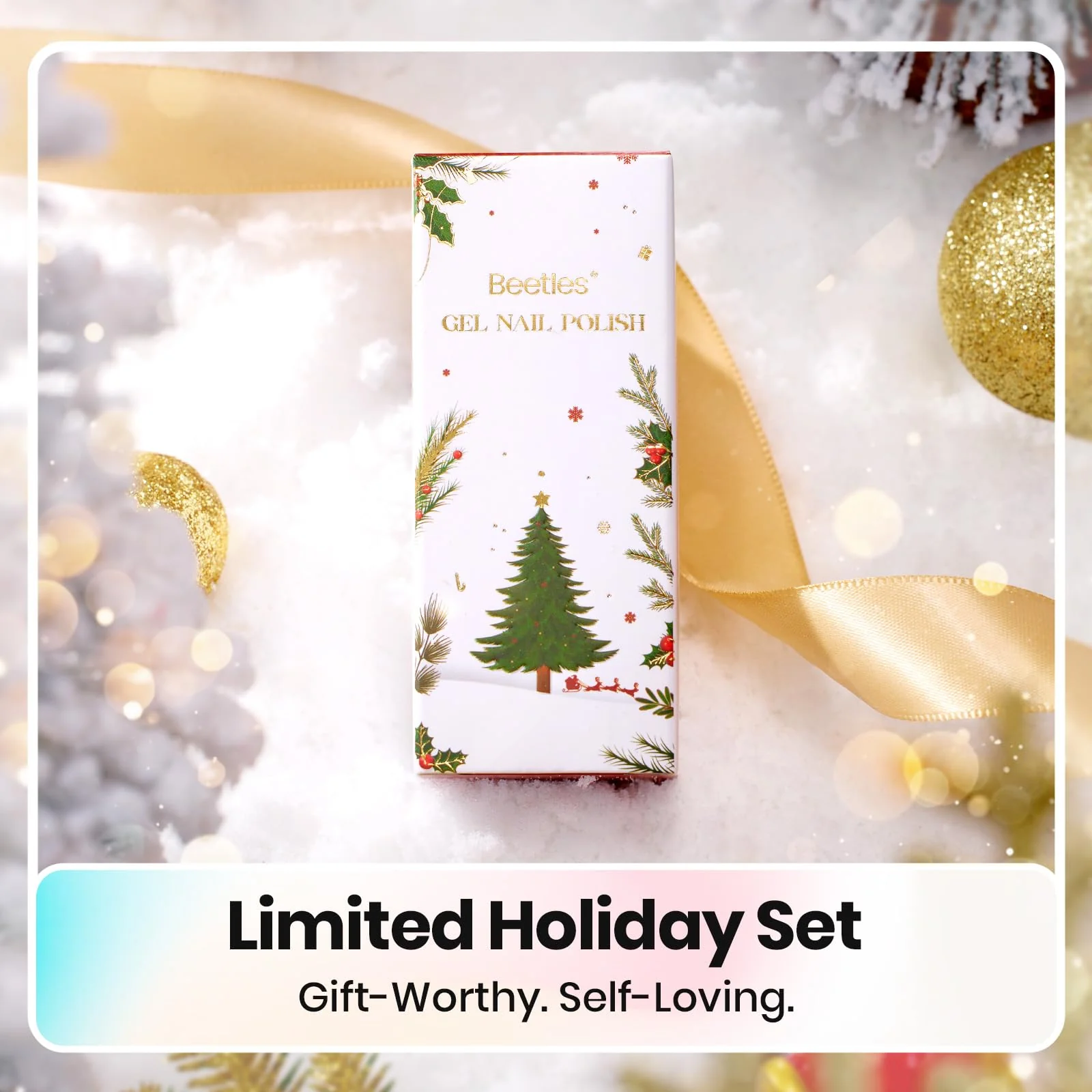 Beetles Prismatic Winter Nails  Cat Eye Gel Nail Polish - 15ML Christmas Silver Glitter Rainbow Cat Eye Gel Polish - Image 6