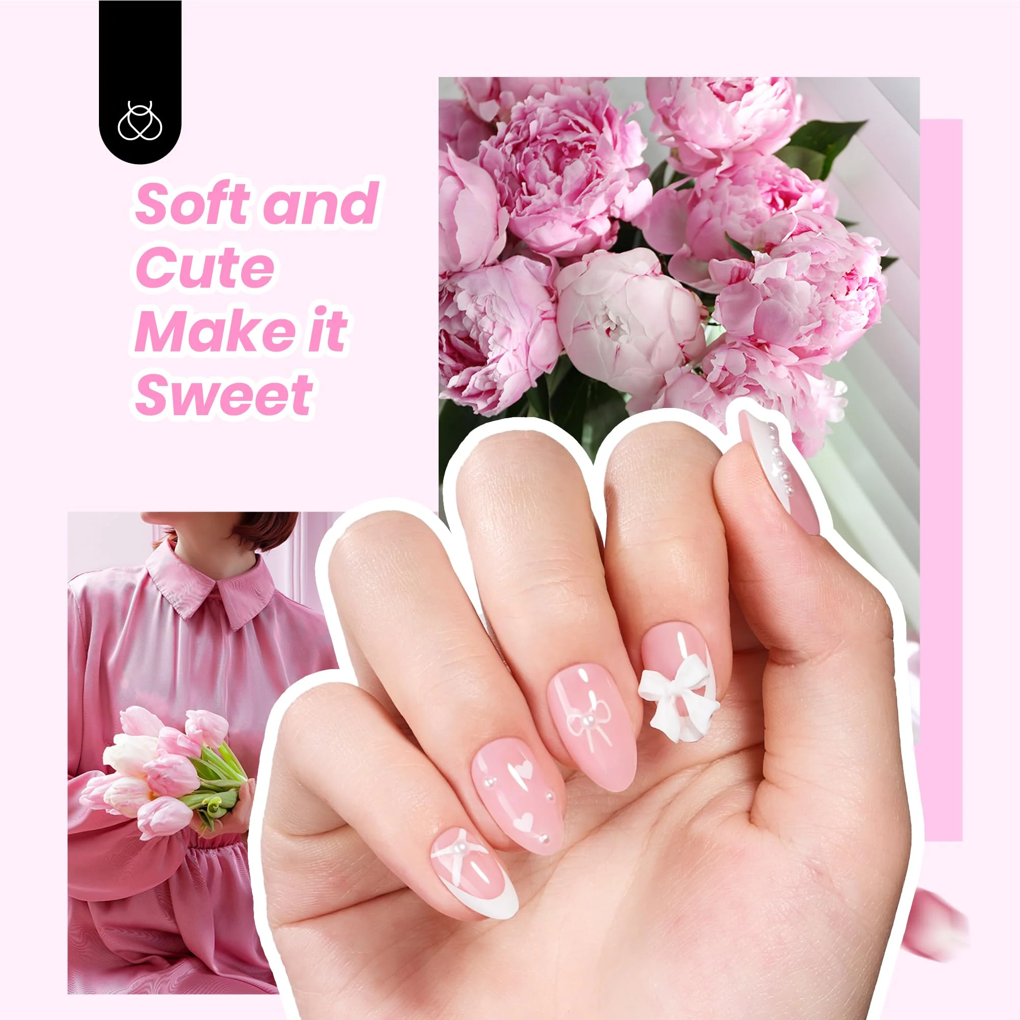Beetles  Gel Nail Kit, French Tip Press On Nails Short Almond Kit with 224Pcs Nail Tips - Image 3