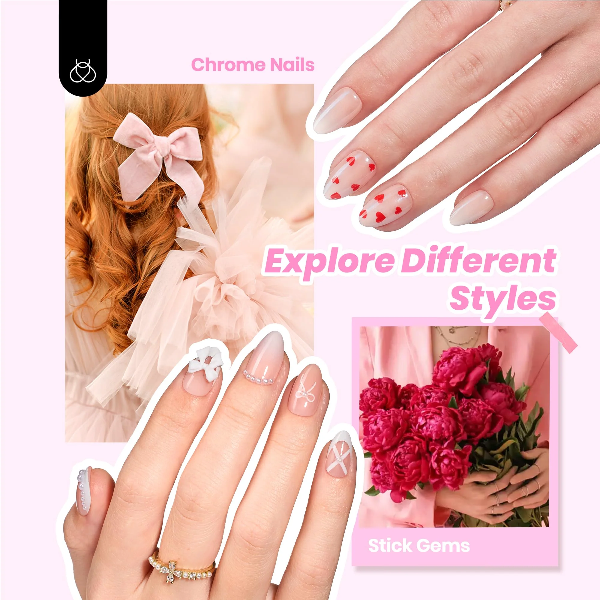 Beetles  Gel Nail Kit, French Tip Press On Nails Short Almond Kit with 224Pcs Nail Tips - Image 4
