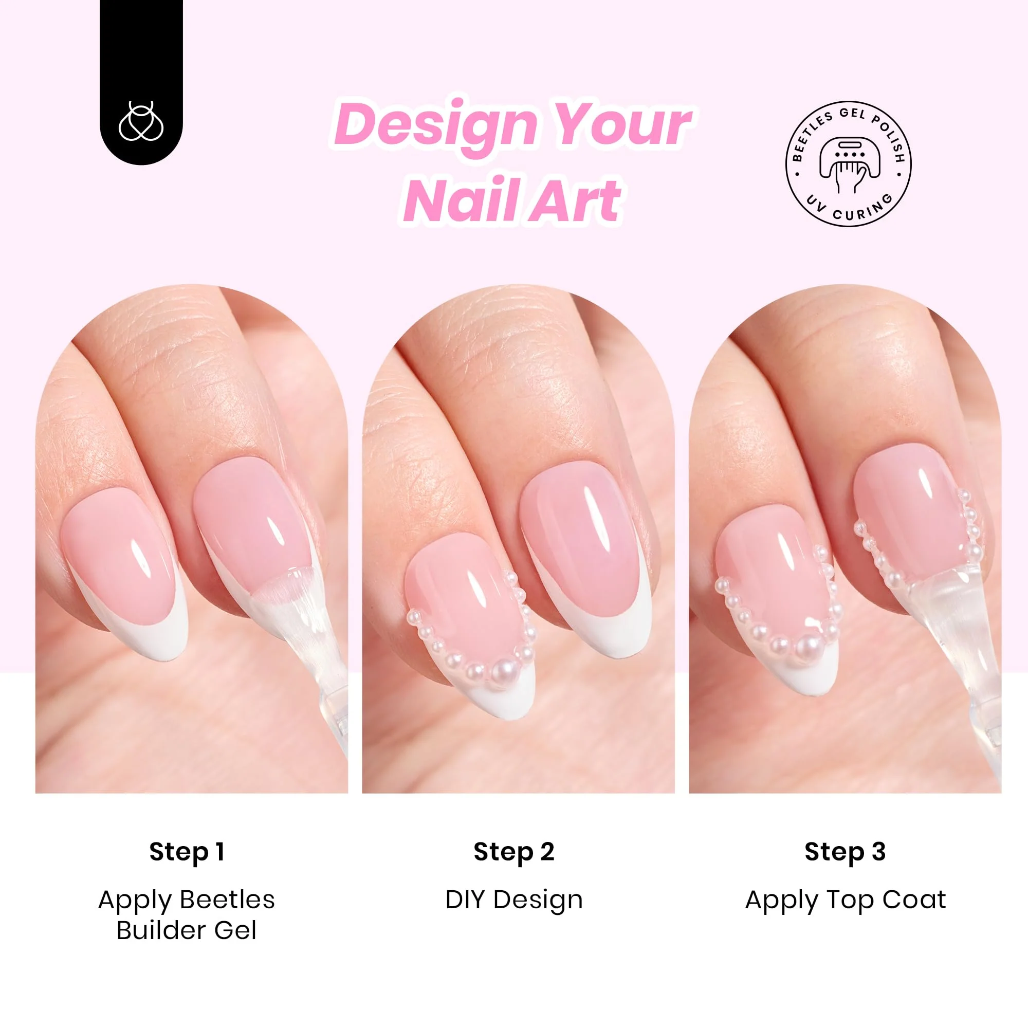 Beetles  Gel Nail Kit, French Tip Press On Nails Short Almond Kit with 224Pcs Nail Tips - Image 6