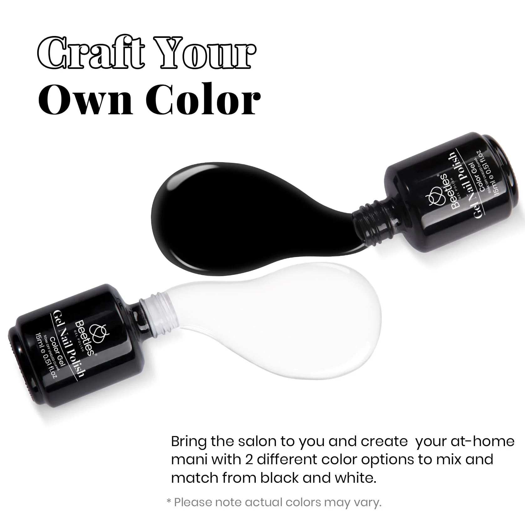 Beetles Gel Polish White Gel Polish and Black Gel Polish Kit 2 Pcs 15ml - Image 3