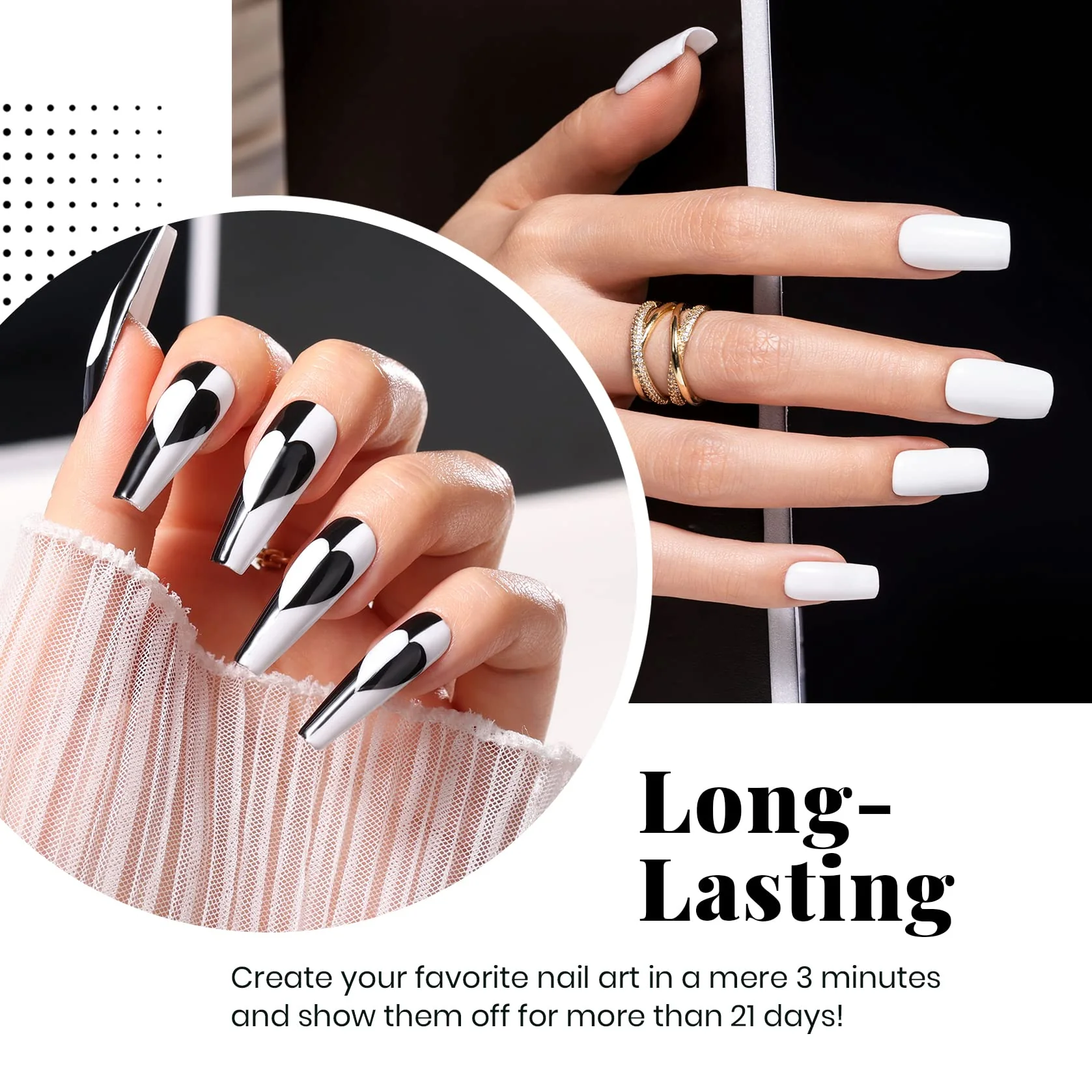 Beetles Gel Polish White Gel Polish and Black Gel Polish Kit 2 Pcs 15ml - Image 4