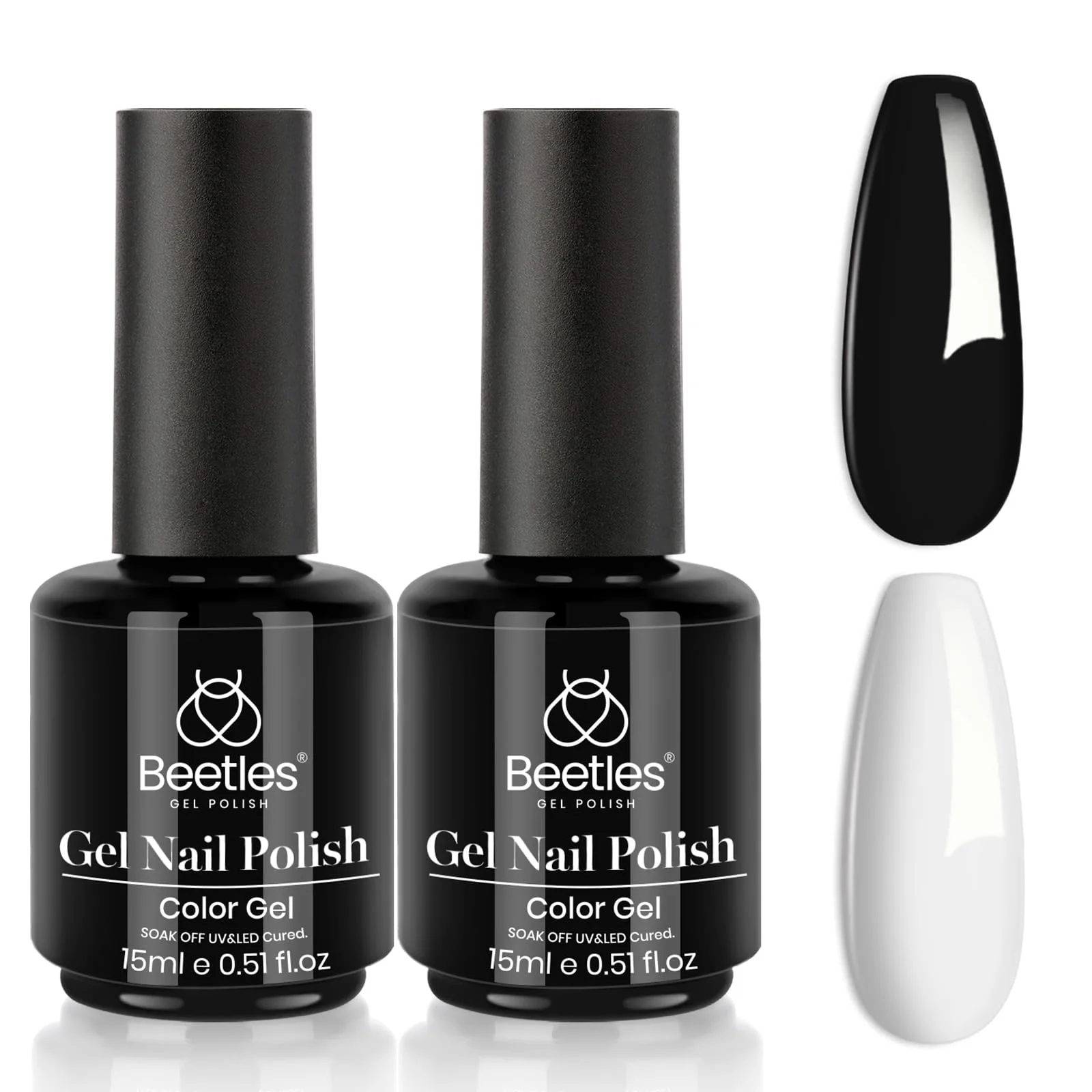 Beetles Gel Polish White Gel Polish and Black Gel Polish Kit 2 Pcs 15ml - Image 8