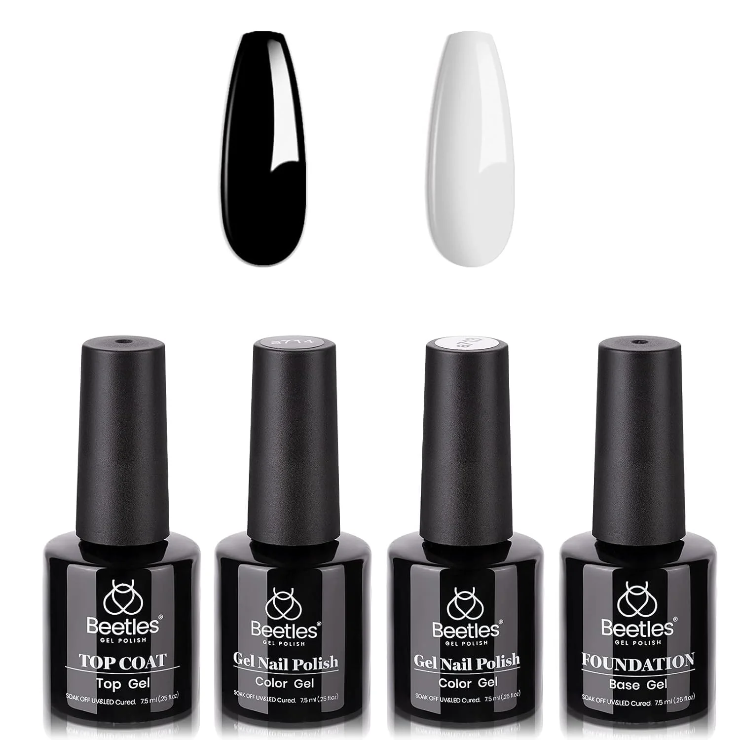Black White Colors - 4Pcs White Black Gel Polish Set with No Wipe Top&Base Coat Nail Polish Set - Image 9