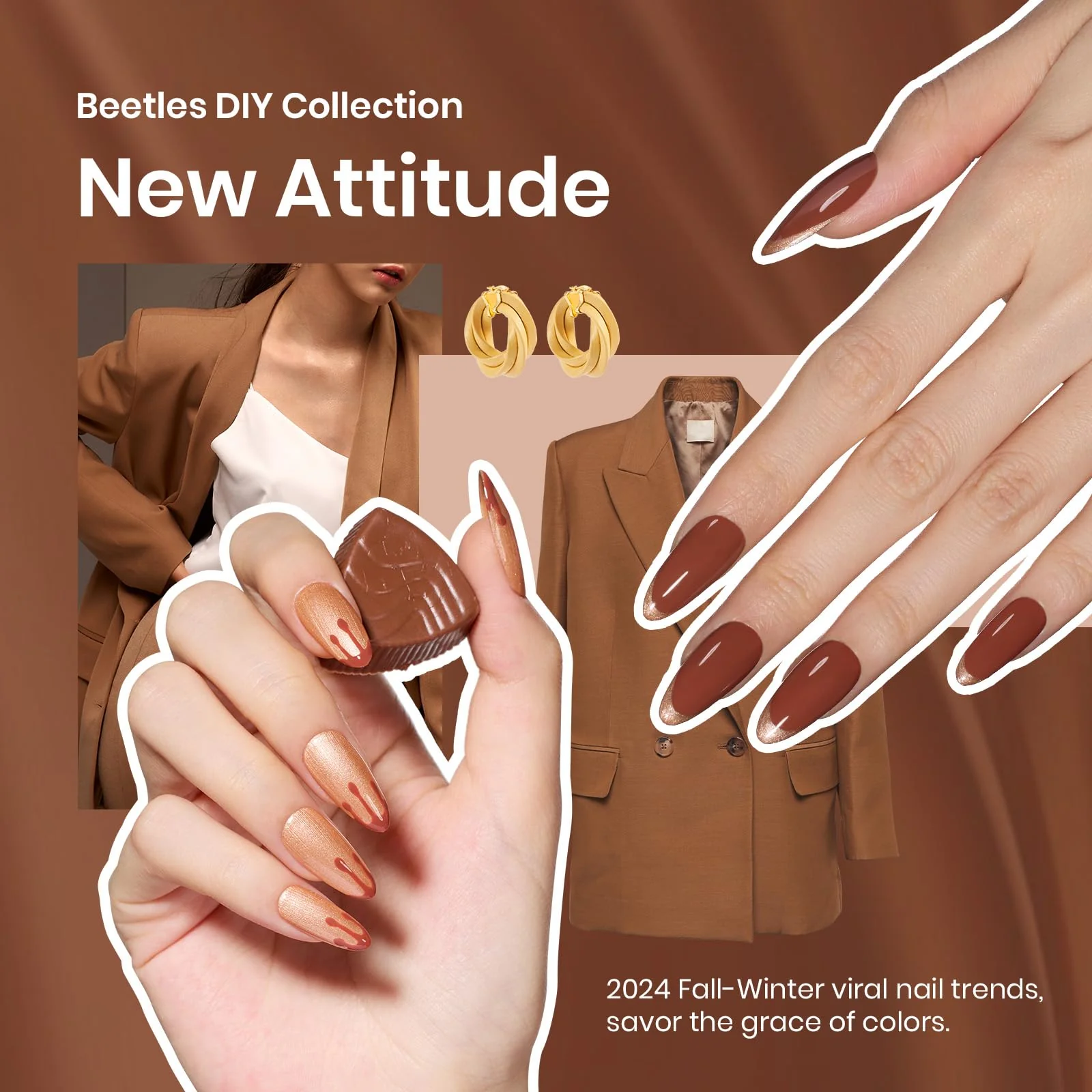 Chocolate Brown  | 2 Colors with All-Inclusive Nail Art Essentials Kits Larger Capacity - Image 3