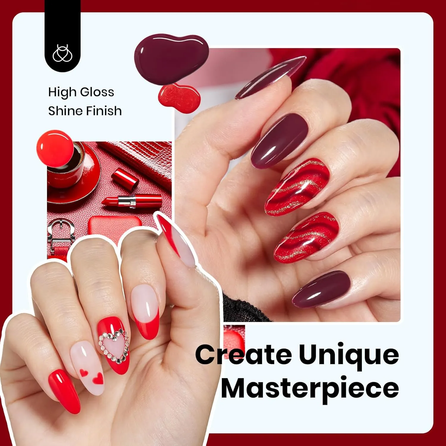 Beetles Bloody Red Holiday Nails Glitter Gel Polish Set - Image 4
