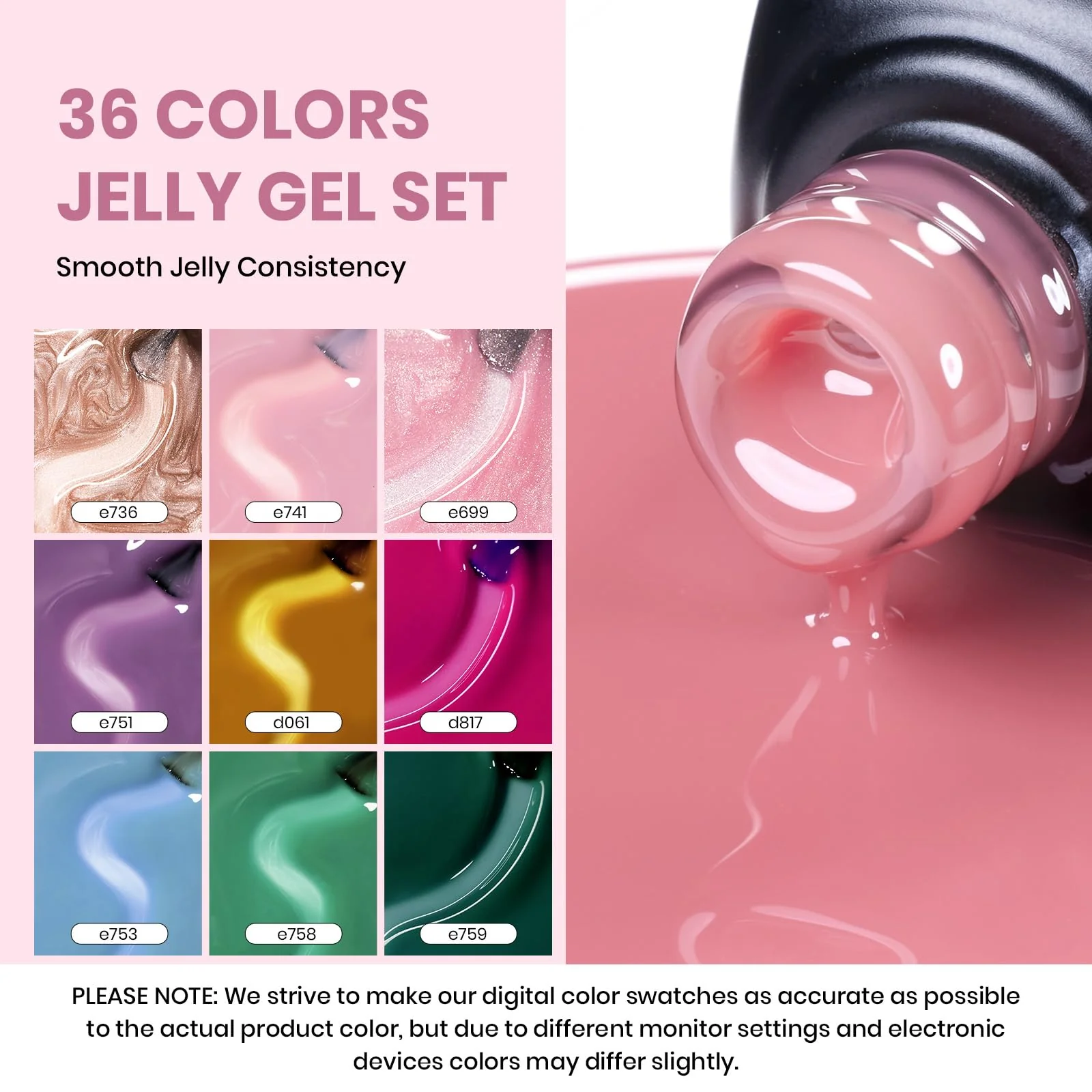 Crystal Ice Collection Spring Nails- Jelly Cat Eye Glitter 36 Gel Colors Kits - Image 3
