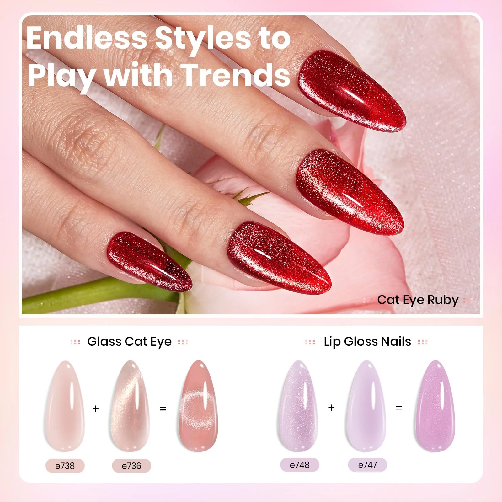 Crystal Ice Collection Spring Nails- Jelly Cat Eye Glitter 36 Gel Colors Kits - Image 6