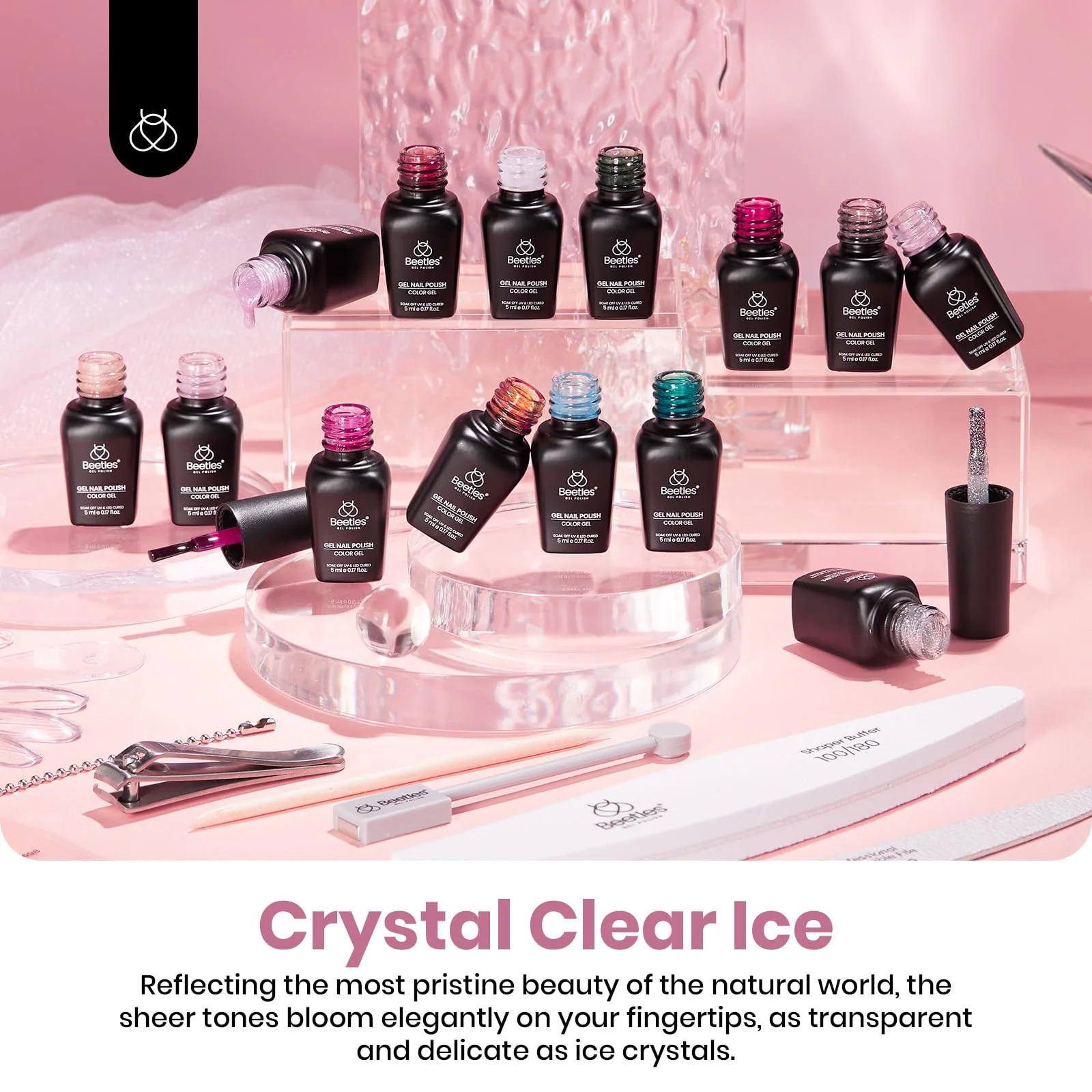 Crystal Ice Collection Spring Nails- Jelly Cat Eye Glitter 36 Gel Colors Kits - Image 7