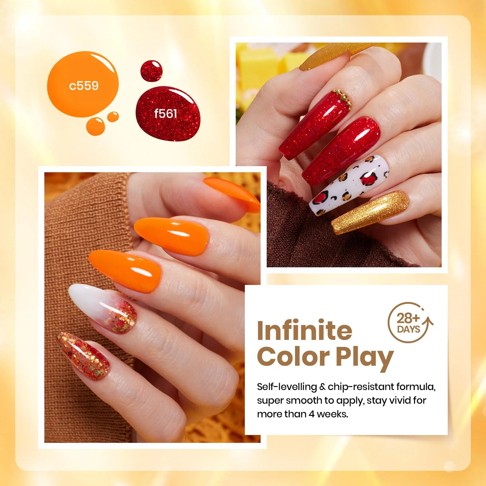 Daring Glow - 6 Colors Gold Cat Eye Fall Gel Polish Set - Image 4